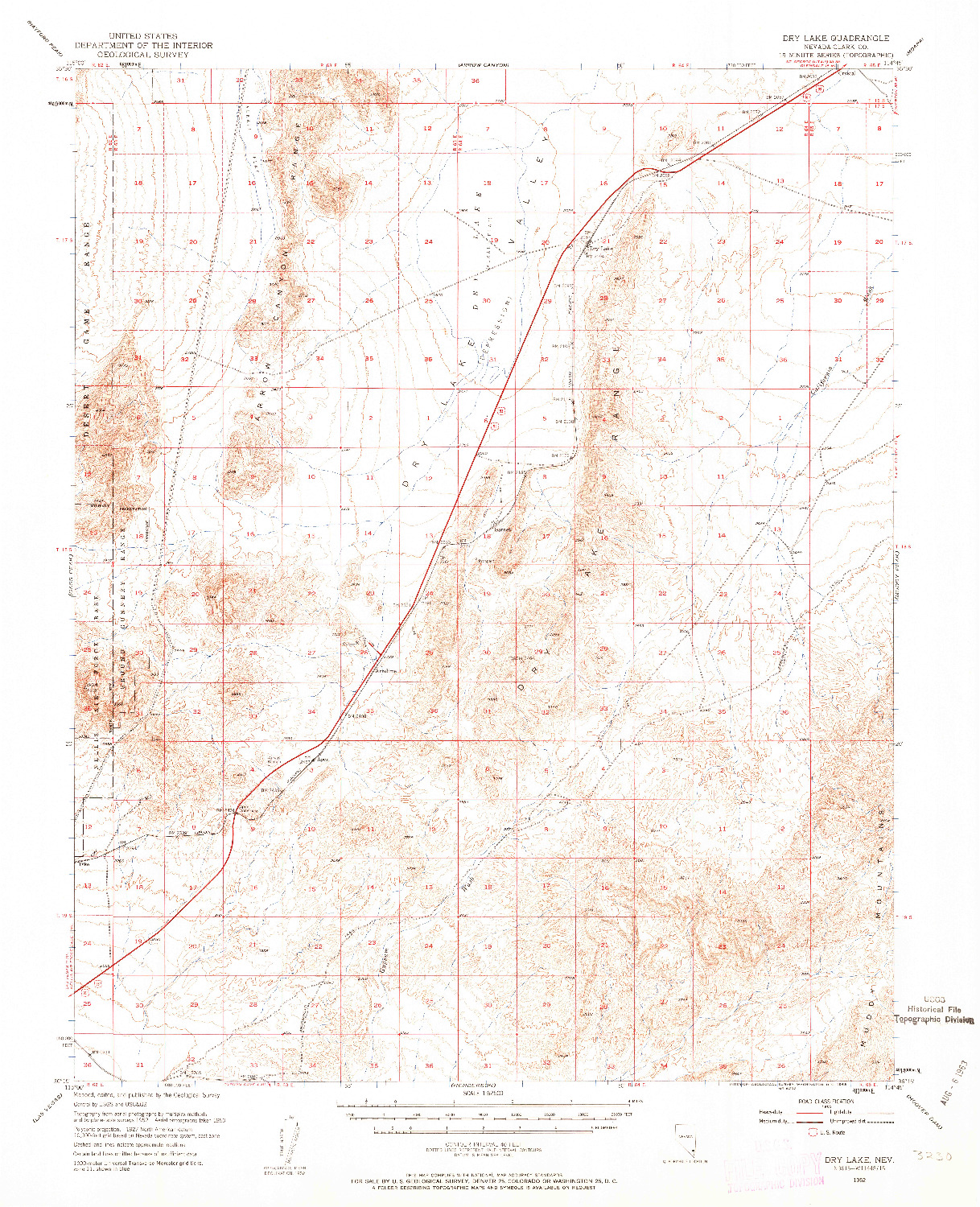 USGS 1:62500-SCALE QUADRANGLE FOR DRY LAKE, NV 1952