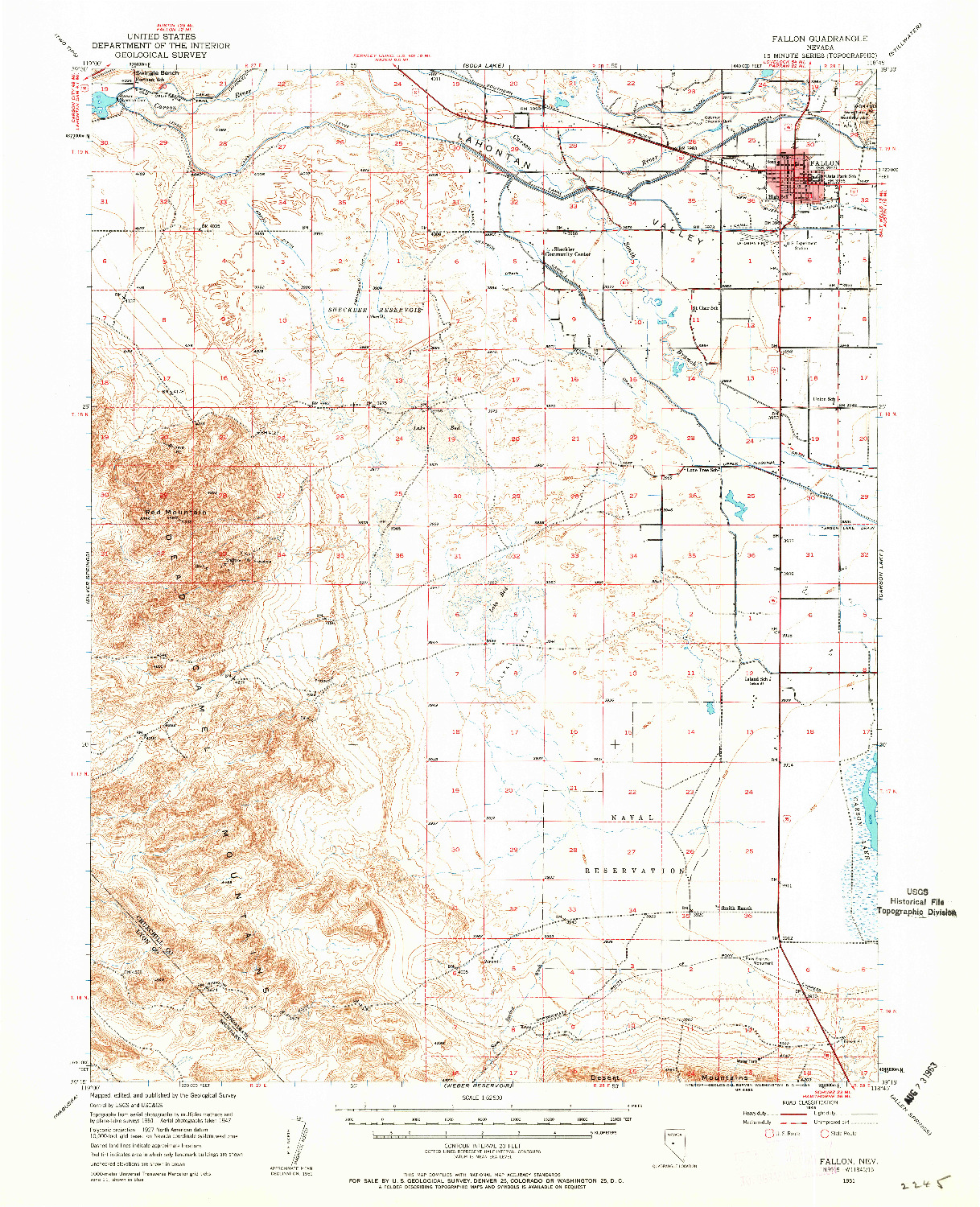 USGS 1:62500-SCALE QUADRANGLE FOR FALLON, NV 1951