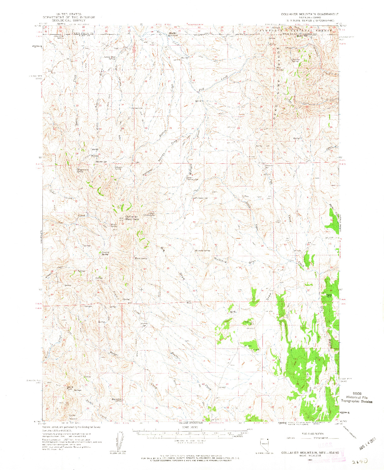 USGS 1:62500-SCALE QUADRANGLE FOR GOLLAHER MOUNTAIN, NV 1961