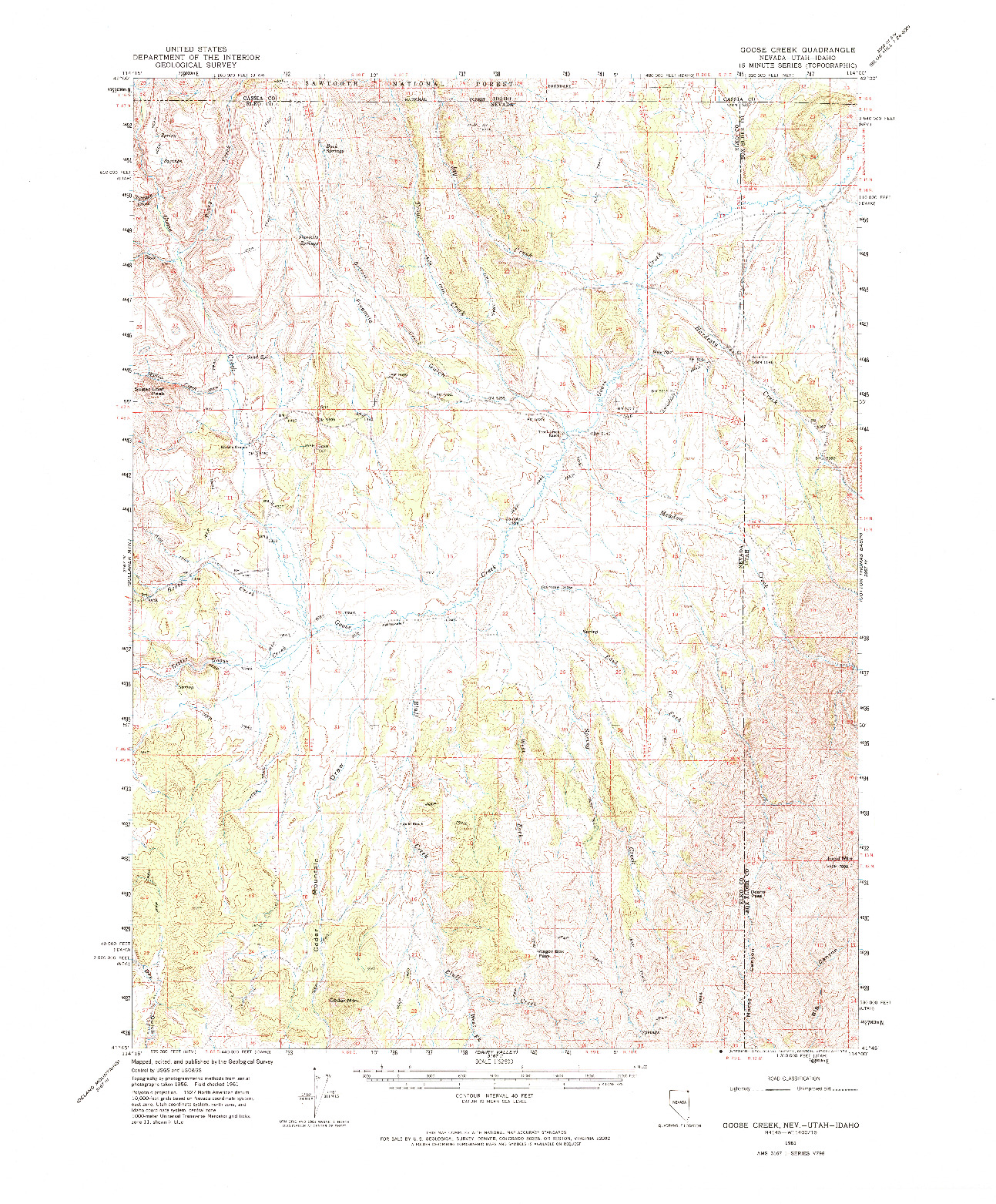 USGS 1:62500-SCALE QUADRANGLE FOR GOOSE CREEK, NV 1961