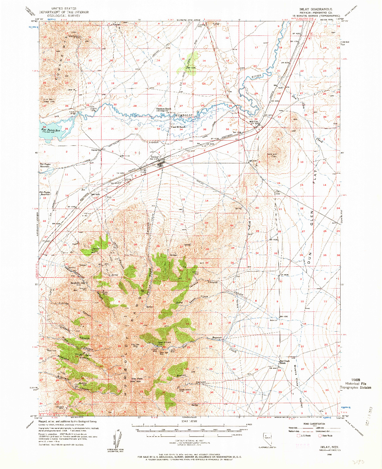 USGS 1:62500-SCALE QUADRANGLE FOR IMLAY, NV 1956