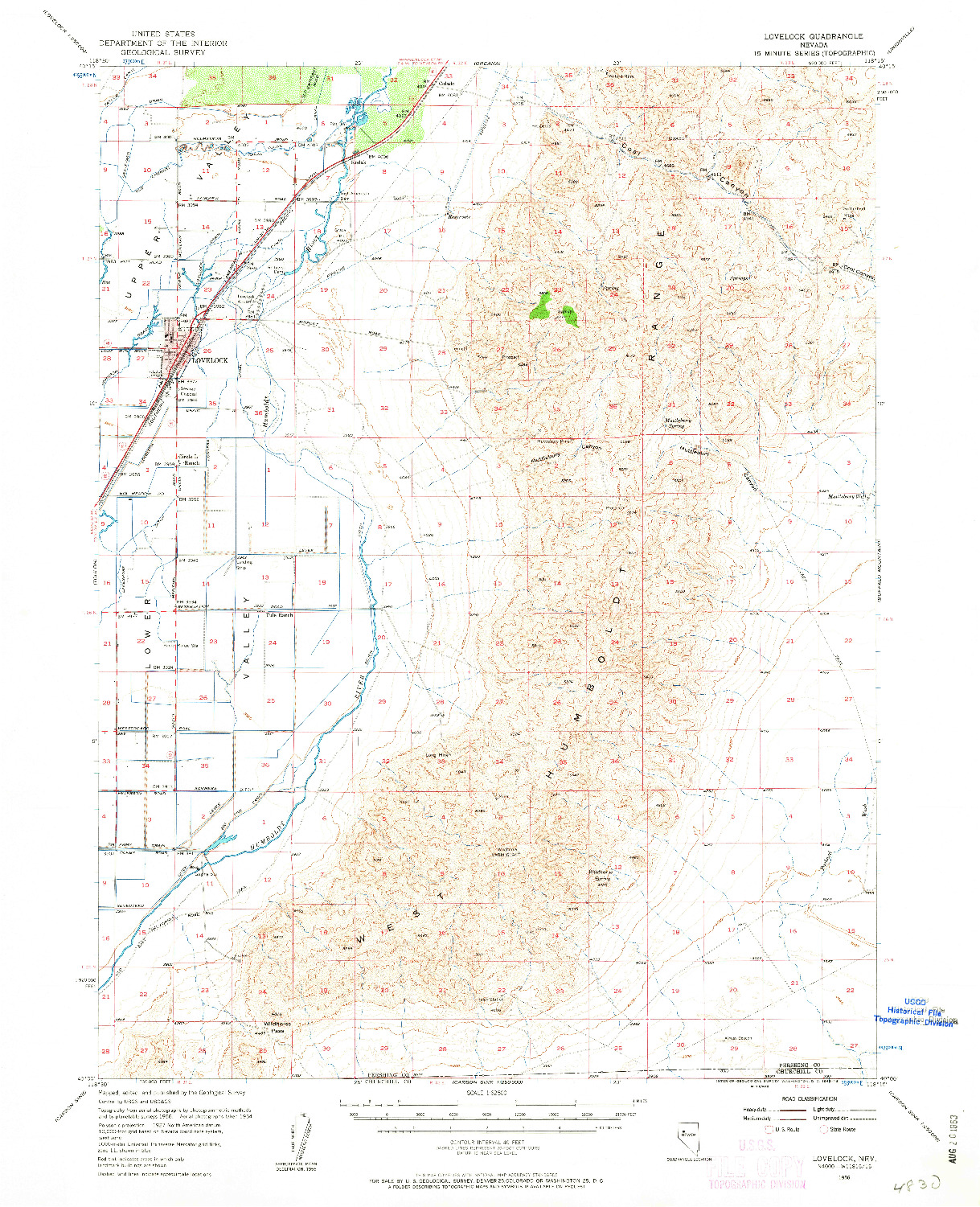USGS 1:62500-SCALE QUADRANGLE FOR LOVELOCK, NV 1956