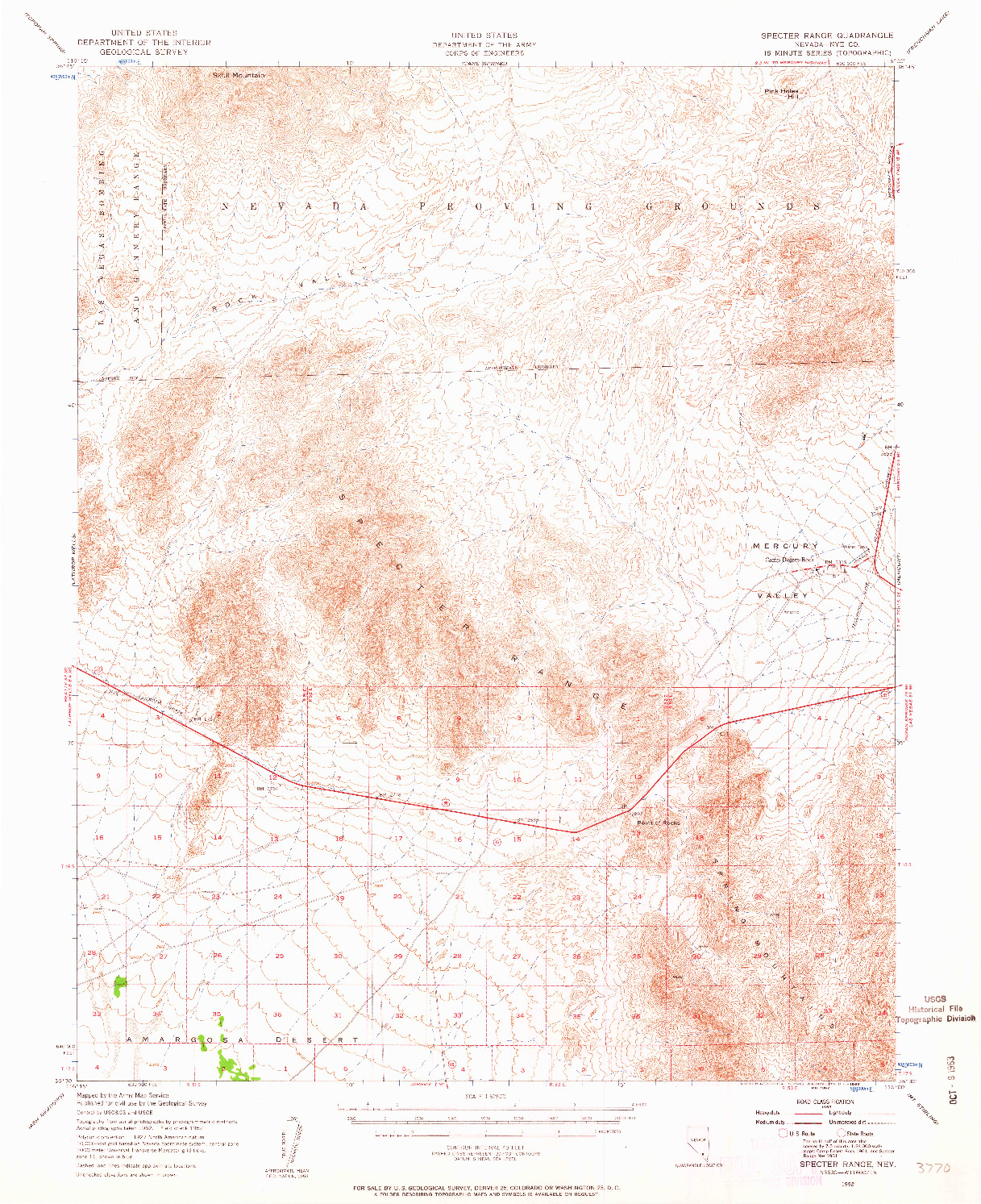 USGS 1:62500-SCALE QUADRANGLE FOR SPECTER RANGE, NV 1952