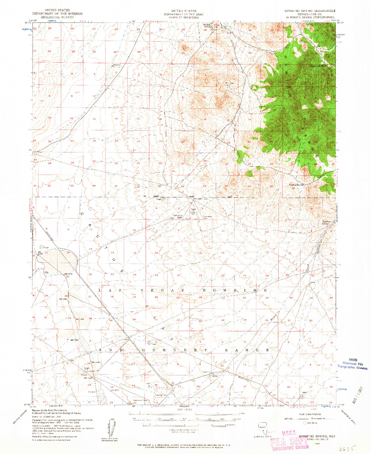 USGS 1:62500-SCALE QUADRANGLE FOR STINKING SPRING, NV 1952