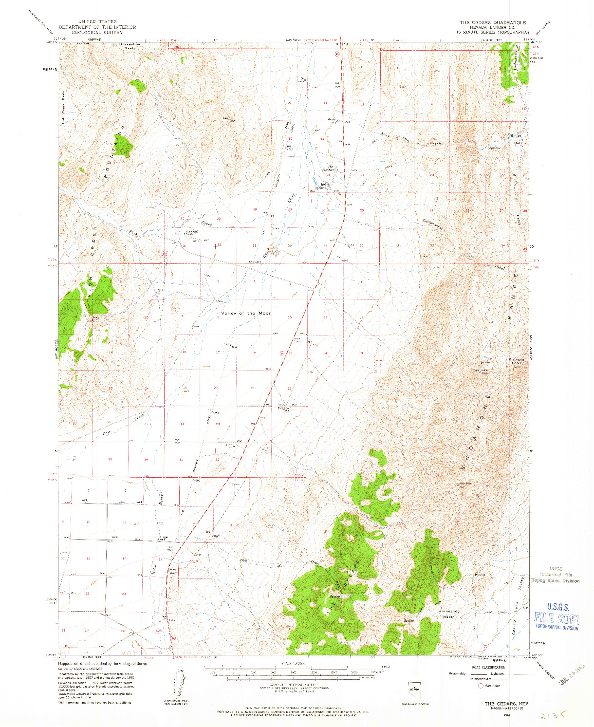 USGS 1:62500-SCALE QUADRANGLE FOR THE CEDARS, NV 1961