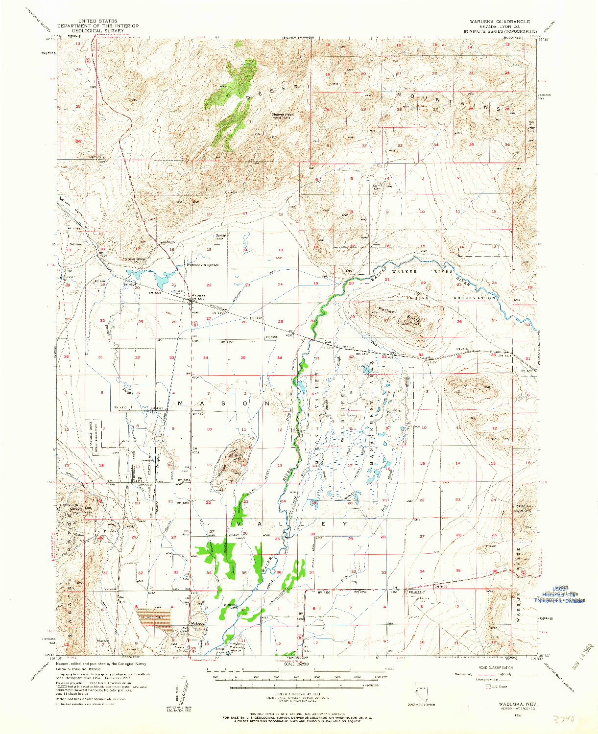 USGS 1:62500-SCALE QUADRANGLE FOR WABUSKA, NV 1957