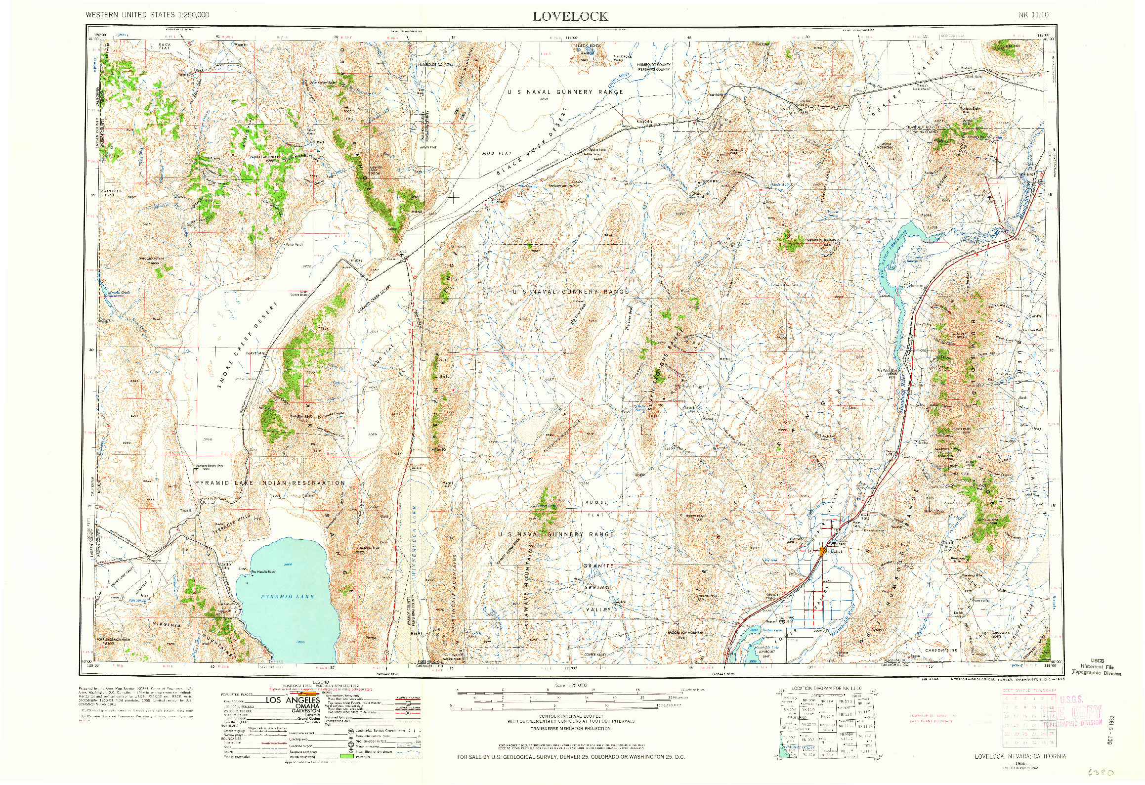 USGS 1:250000-SCALE QUADRANGLE FOR LOVELOCK, NV 1955