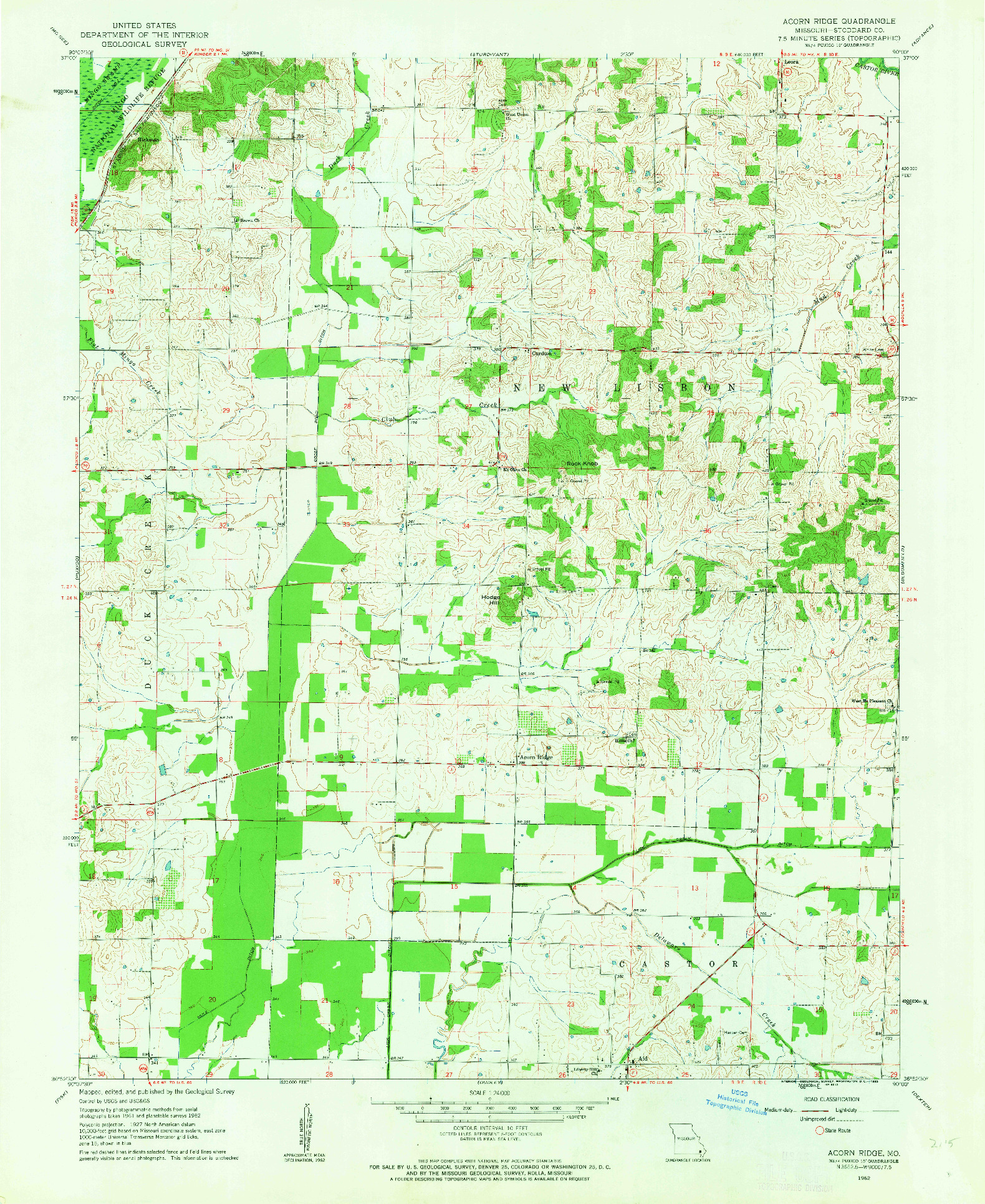 USGS 1:24000-SCALE QUADRANGLE FOR ACORN RIDGE, MO 1962