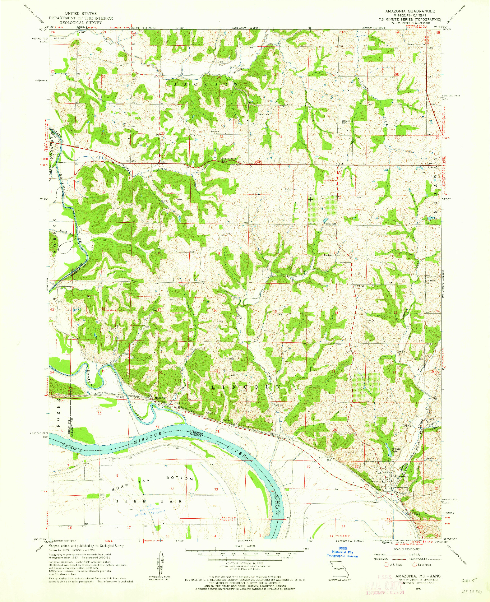 USGS 1:24000-SCALE QUADRANGLE FOR AMAZONIA, MO 1961