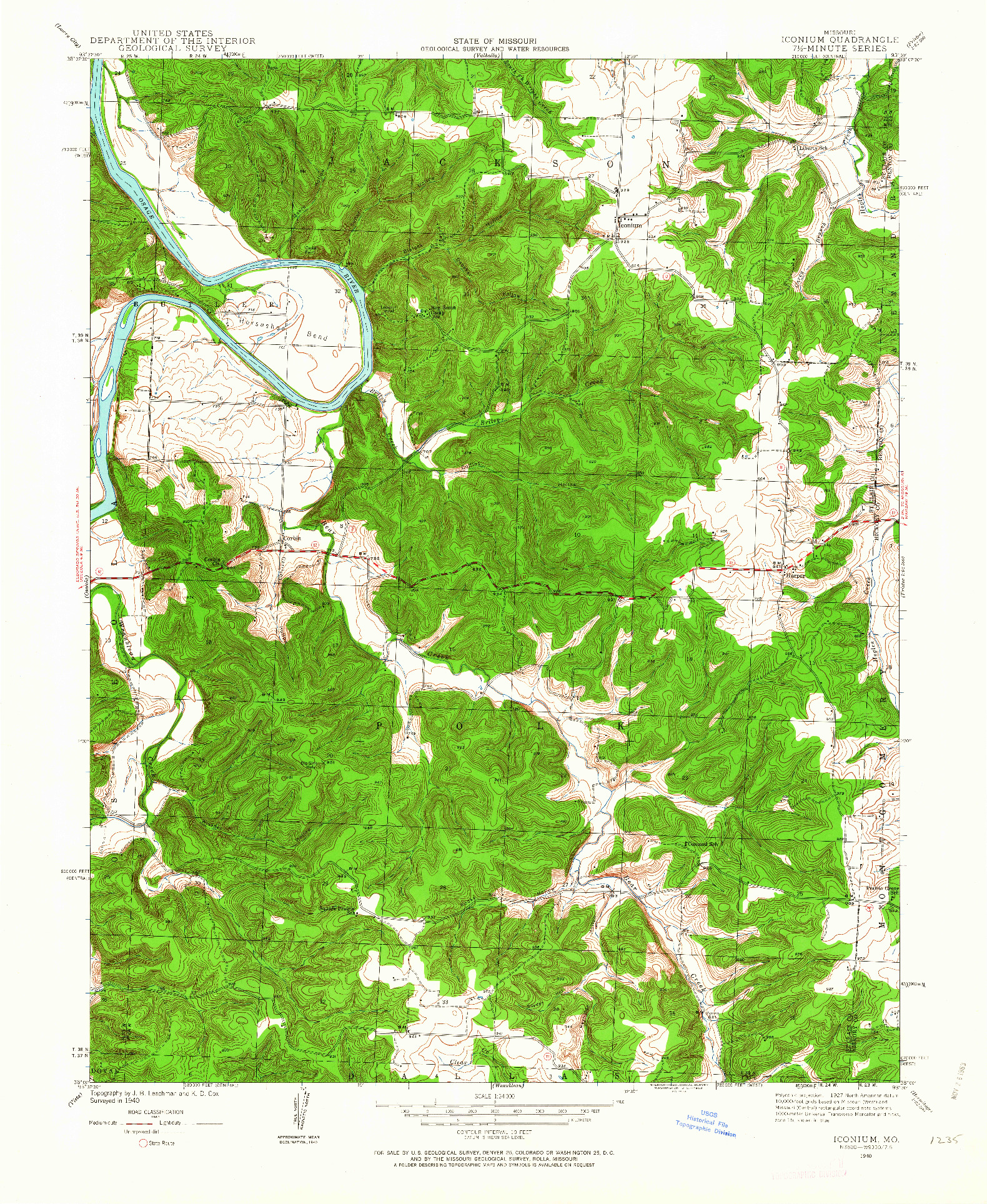 USGS 1:24000-SCALE QUADRANGLE FOR ICONIUM, MO 1940