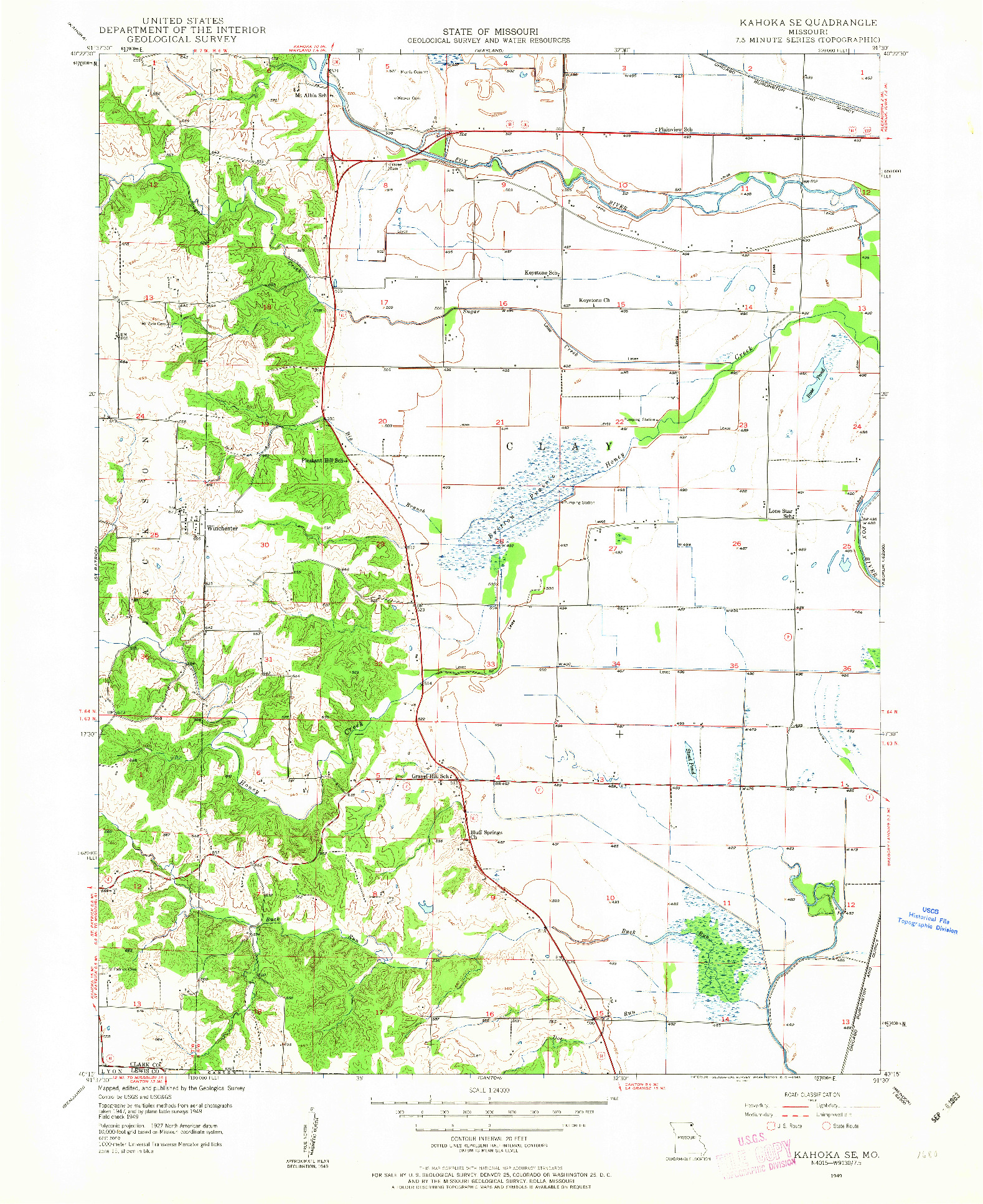 USGS 1:24000-SCALE QUADRANGLE FOR KAHOKA SE, MO 1949