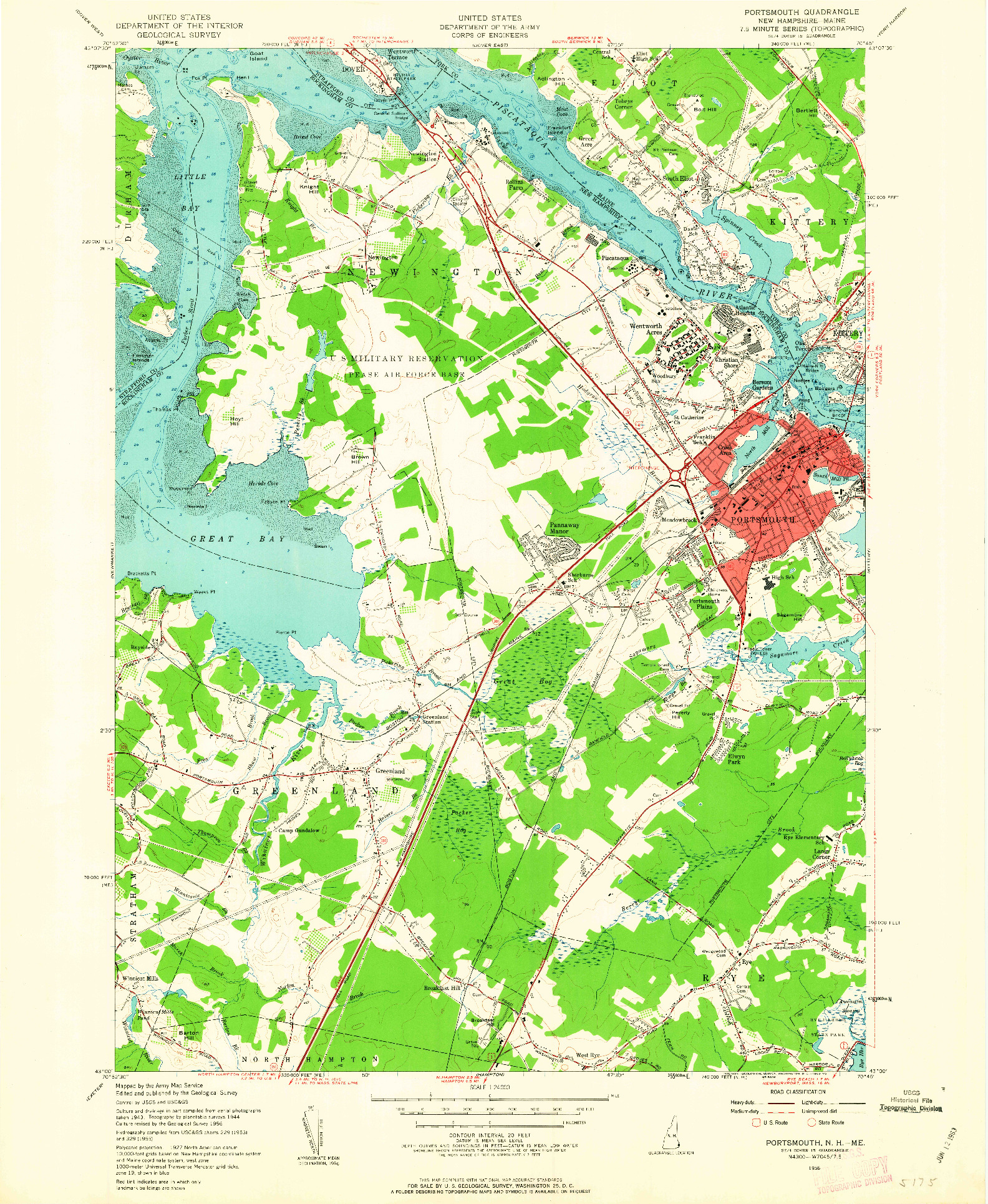 USGS 1:24000-SCALE QUADRANGLE FOR PORTSMOUTH, NH 1956