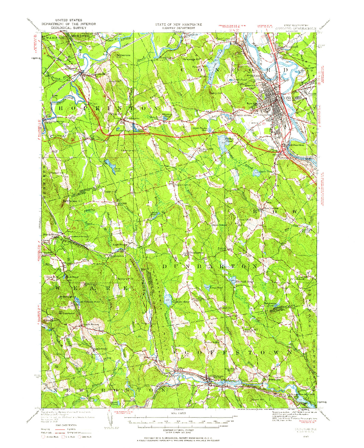 USGS 1:62500-SCALE QUADRANGLE FOR CONCORD, NH 1949