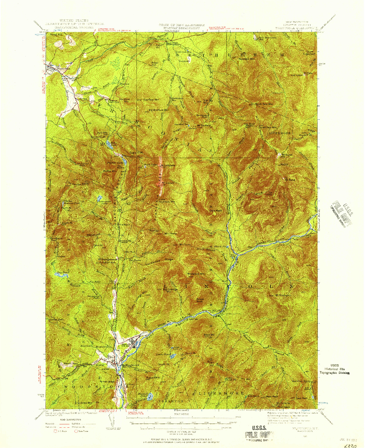 USGS 1:62500-SCALE QUADRANGLE FOR FRANCONIA, NH 1929