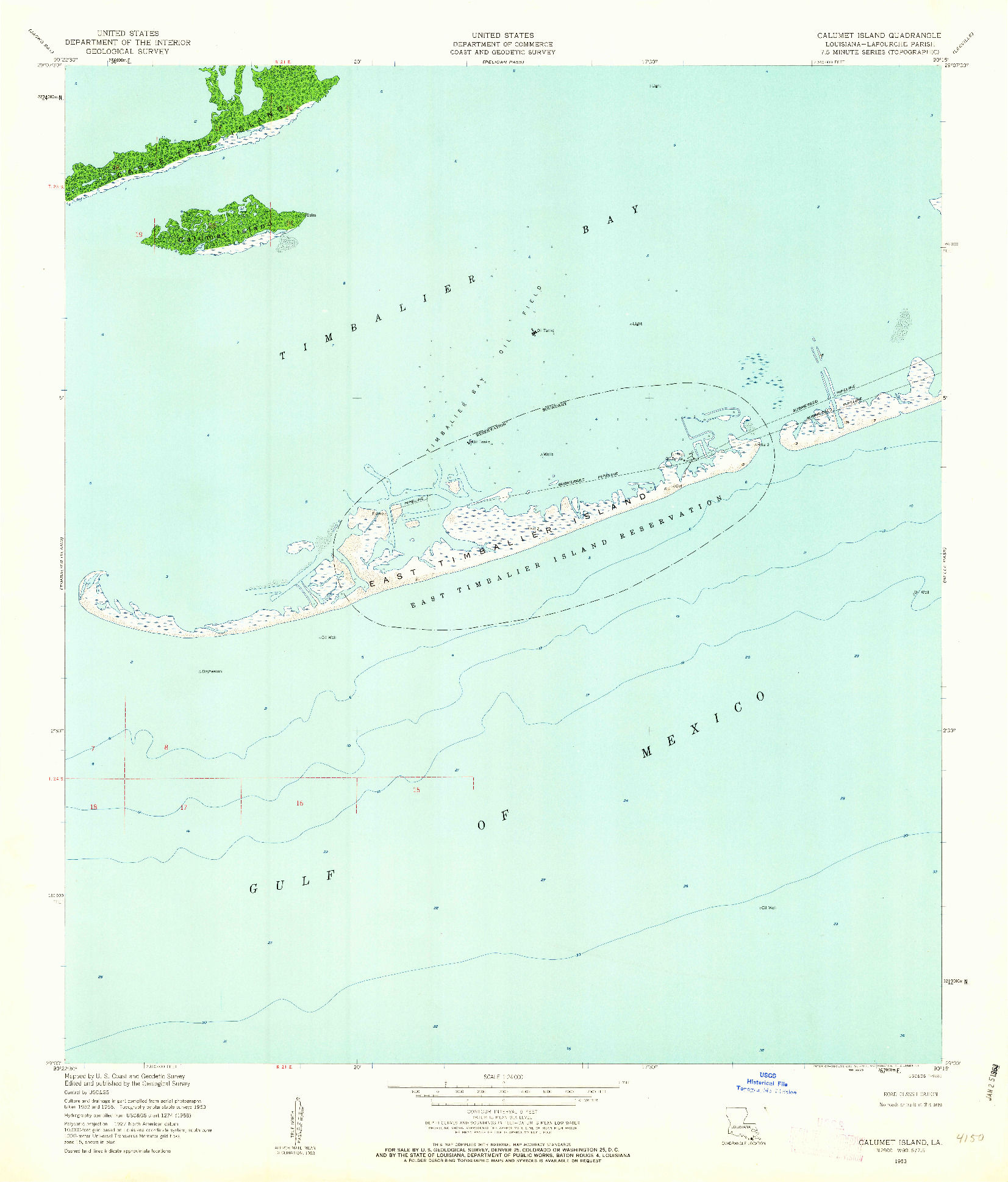 USGS 1:24000-SCALE QUADRANGLE FOR CALUMET ISLAND, LA 1953