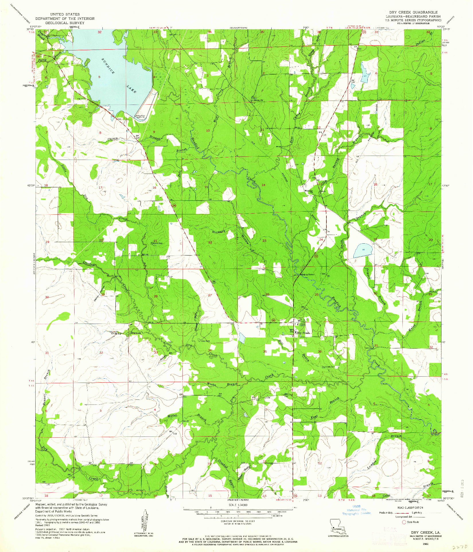 USGS 1:24000-SCALE QUADRANGLE FOR DRY CREEK, LA 1961