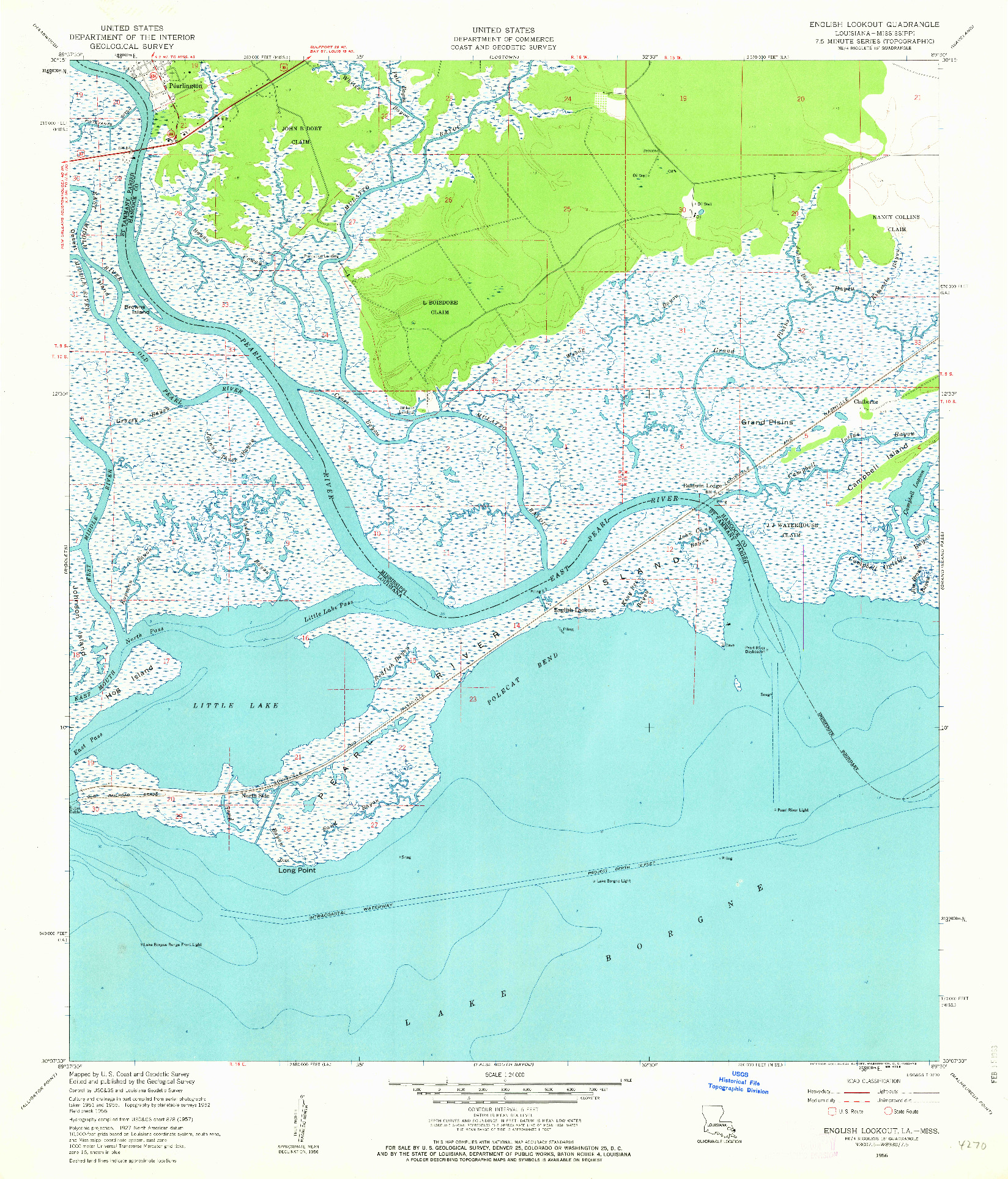 USGS 1:24000-SCALE QUADRANGLE FOR ENGLISH LOOKOUT, LA 1956