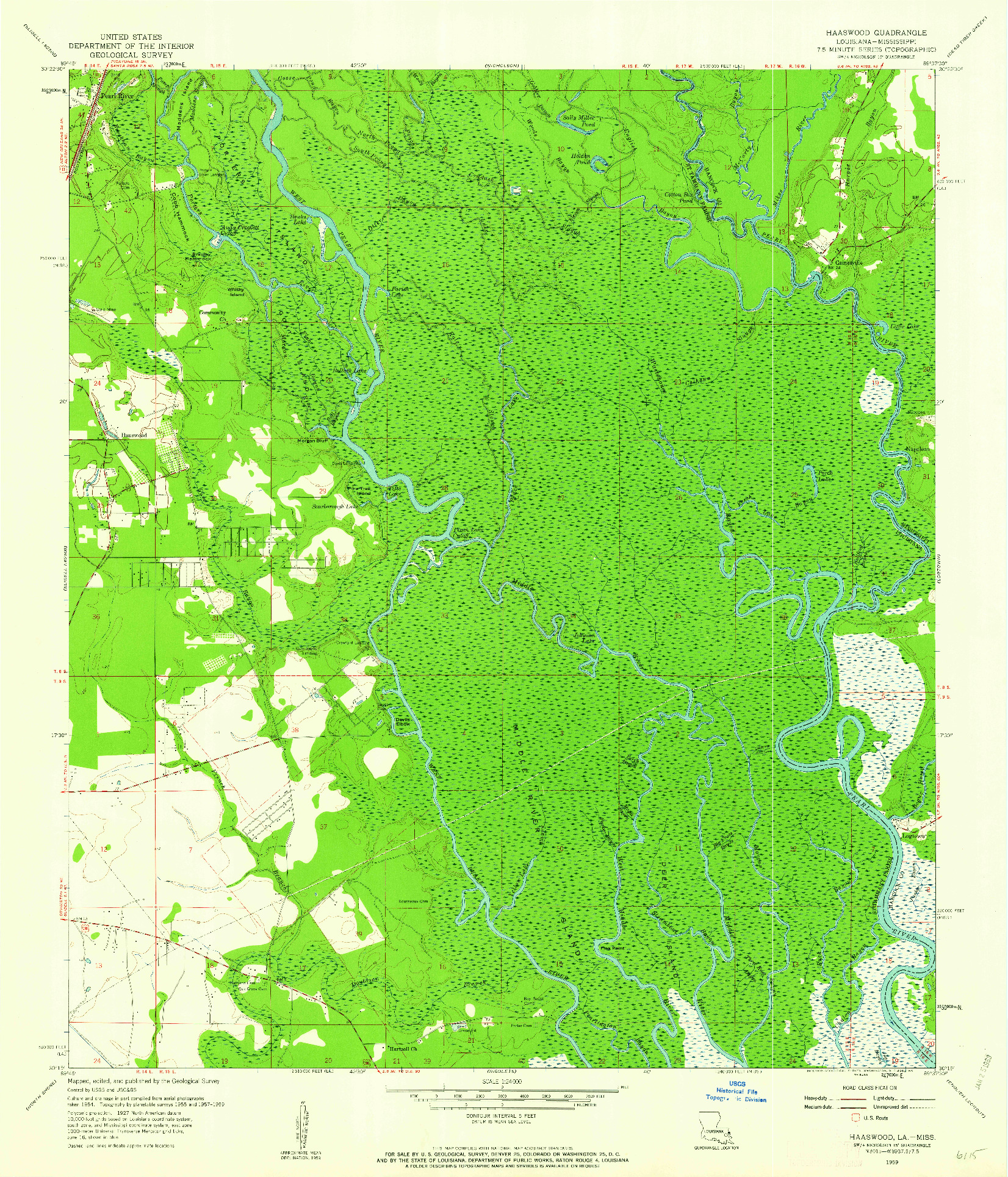 USGS 1:24000-SCALE QUADRANGLE FOR HAASWOOD, LA 1959