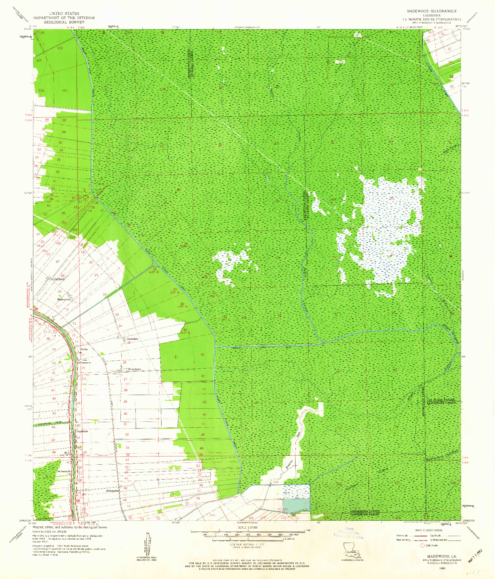 USGS 1:24000-SCALE QUADRANGLE FOR MADEWOOD, LA 1962