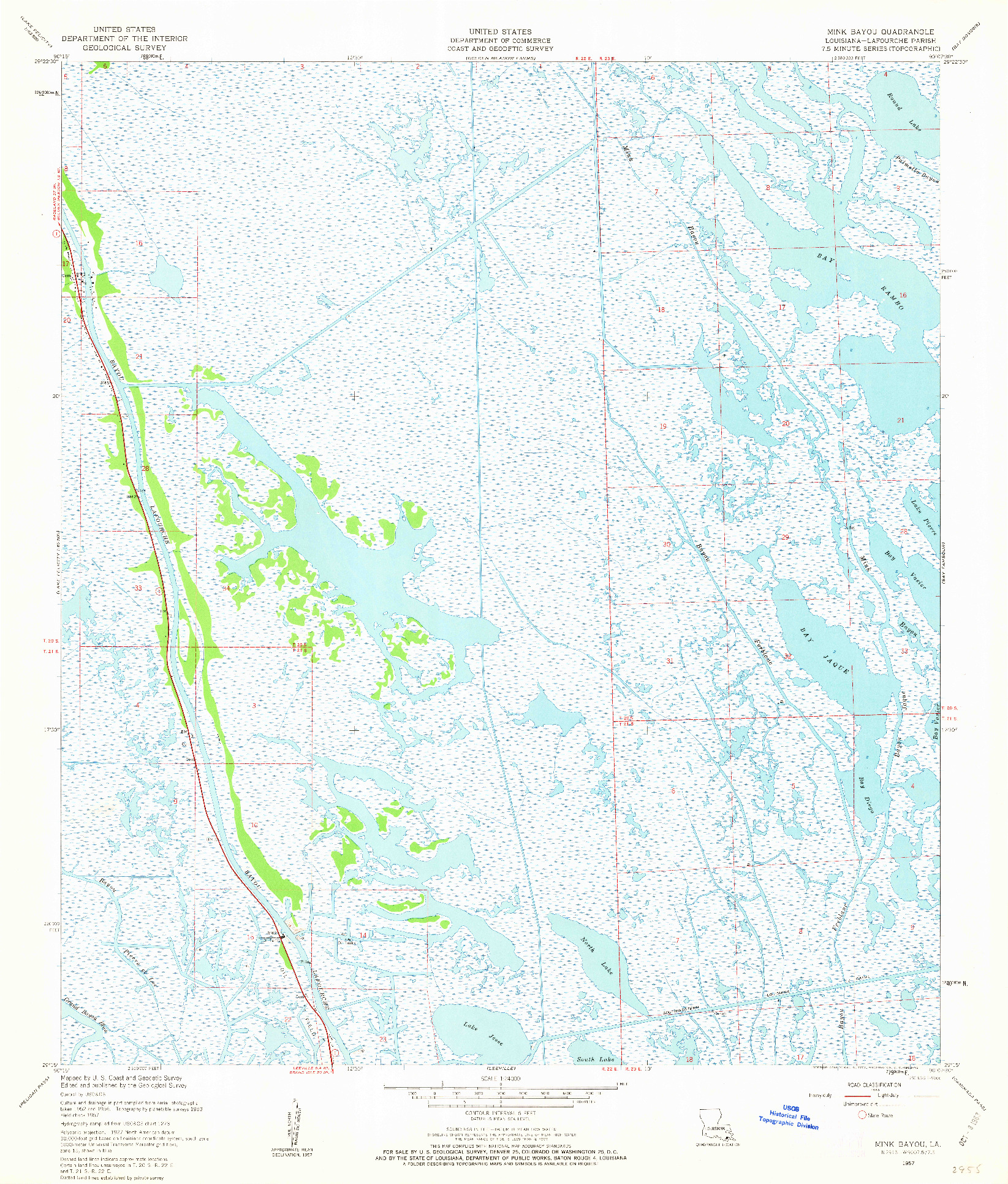 USGS 1:24000-SCALE QUADRANGLE FOR MINK BAYOU, LA 1957