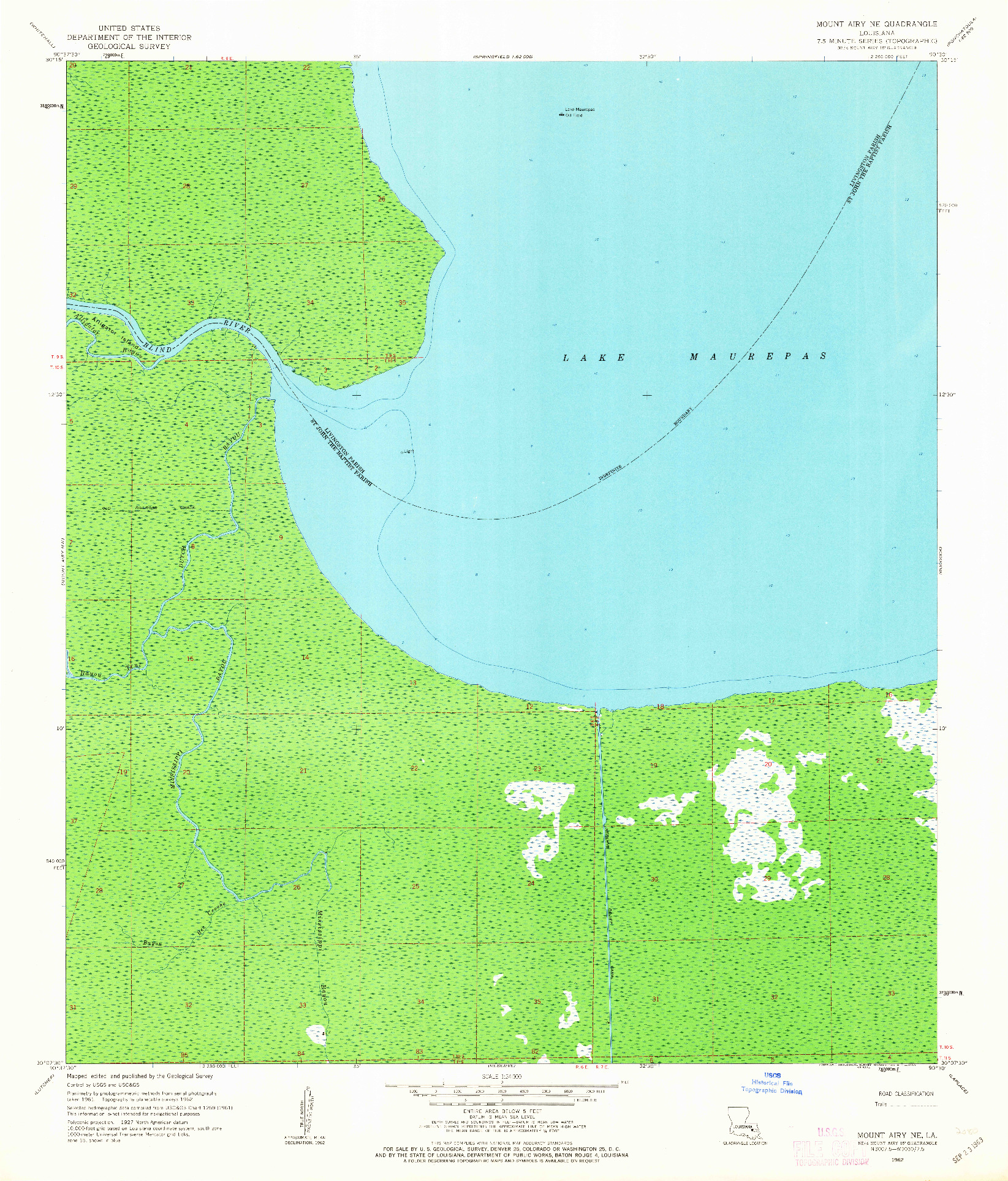 USGS 1:24000-SCALE QUADRANGLE FOR MOUNT AIRY NE, LA 1962