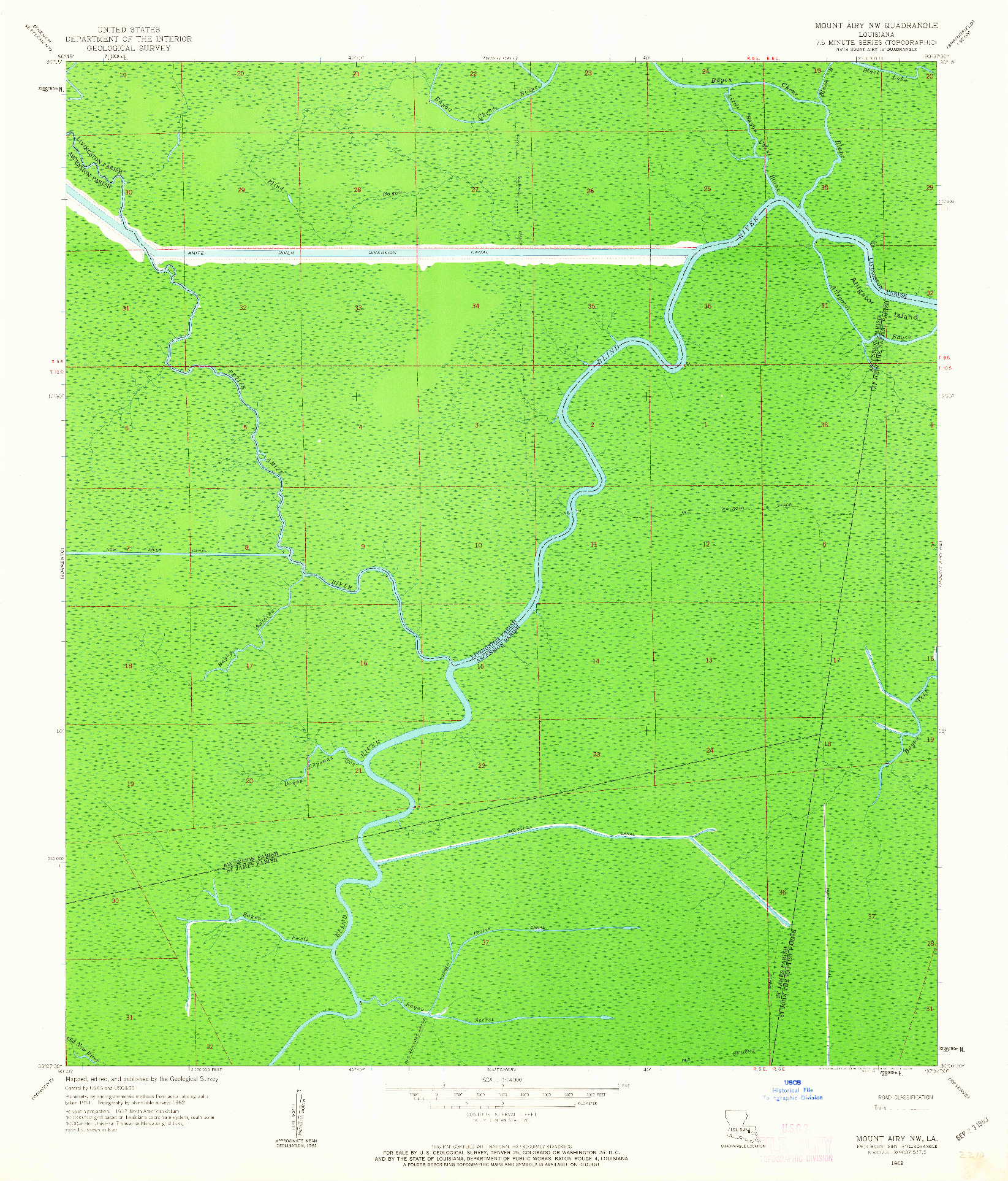 USGS 1:24000-SCALE QUADRANGLE FOR MOUNT AIRY NW, LA 1962