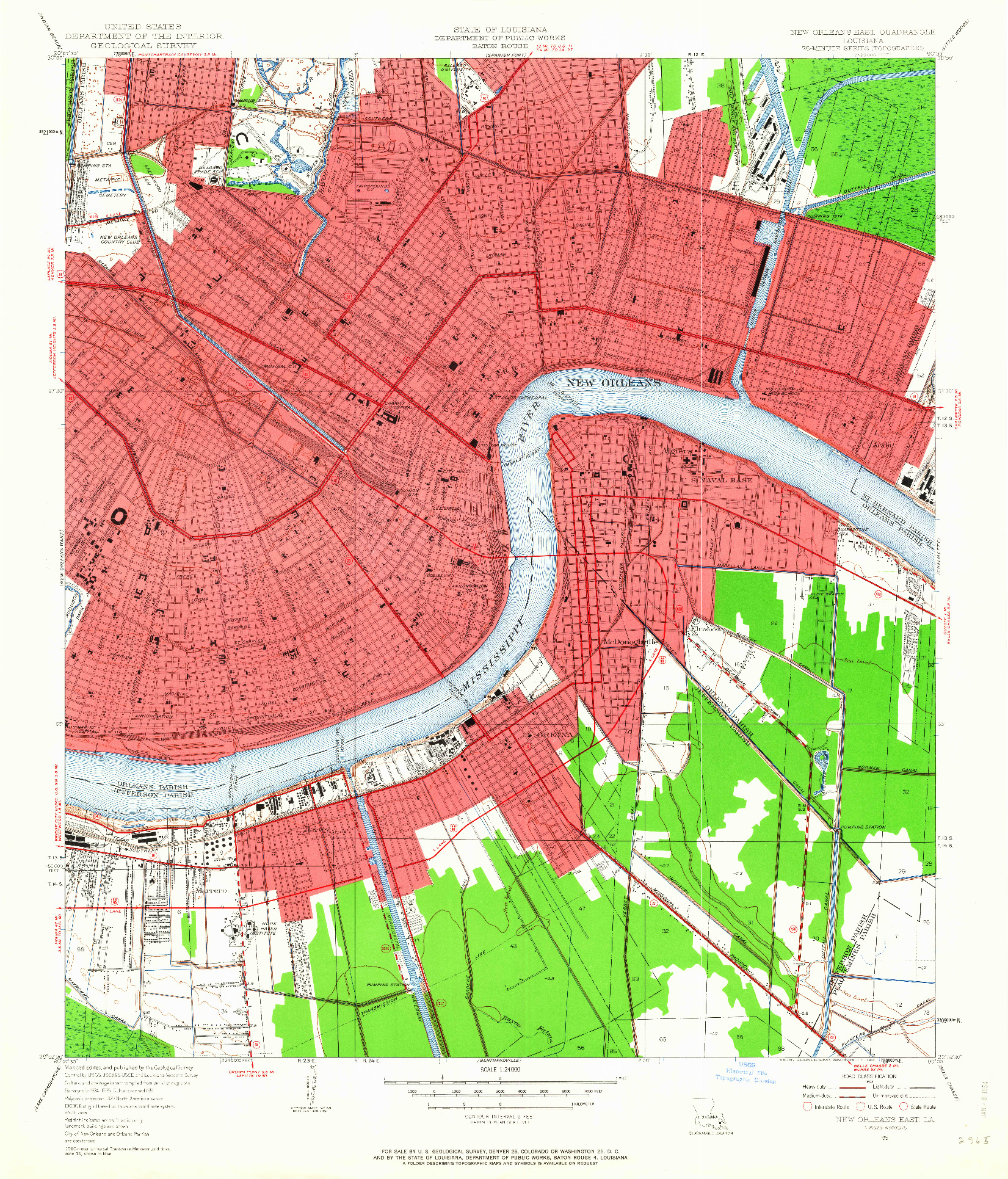 USGS 1:24000-SCALE QUADRANGLE FOR NEW ORLEANS EAST, LA 1951