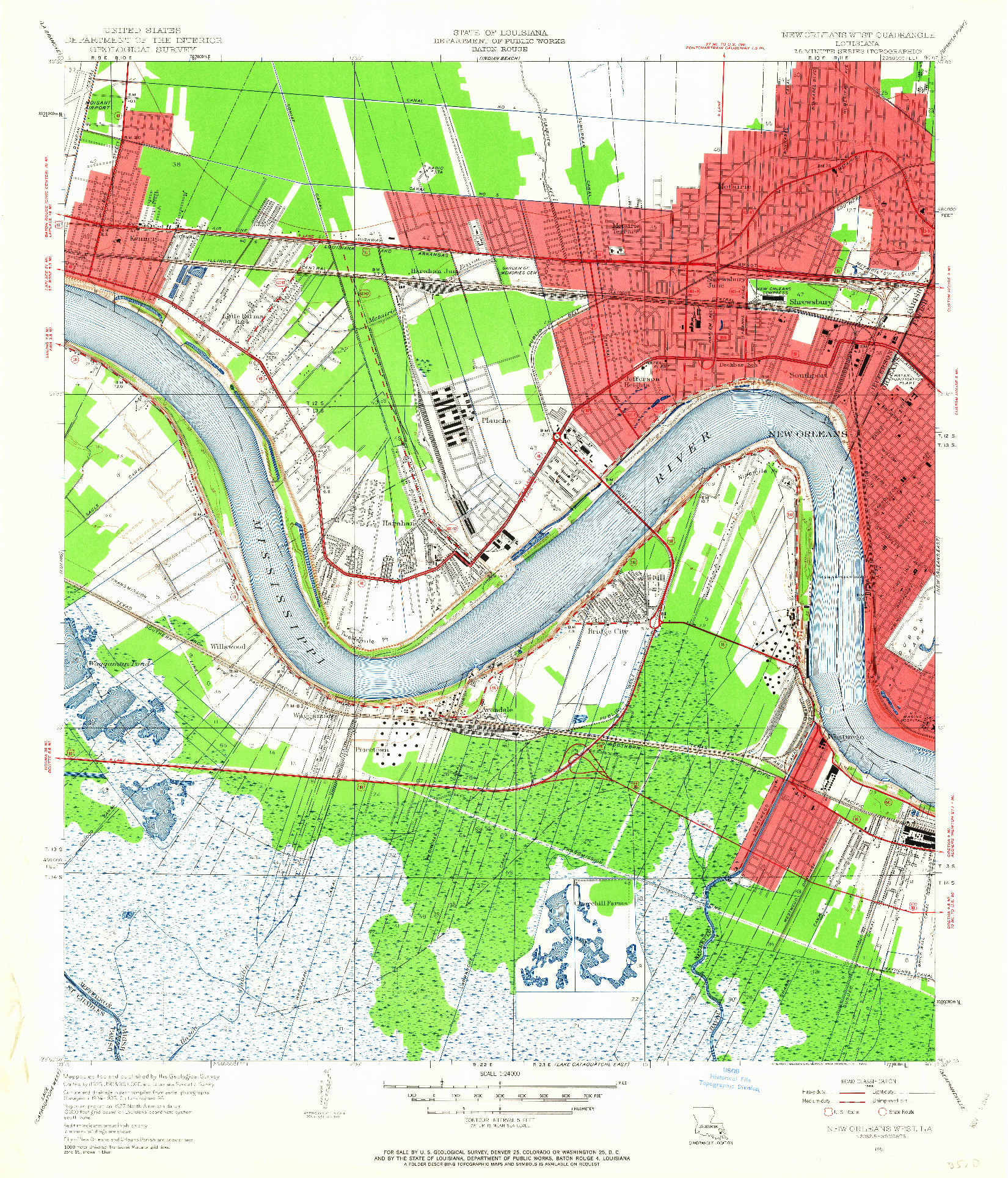 USGS 1:24000-SCALE QUADRANGLE FOR NEW ORLEANS WEST, LA 1951