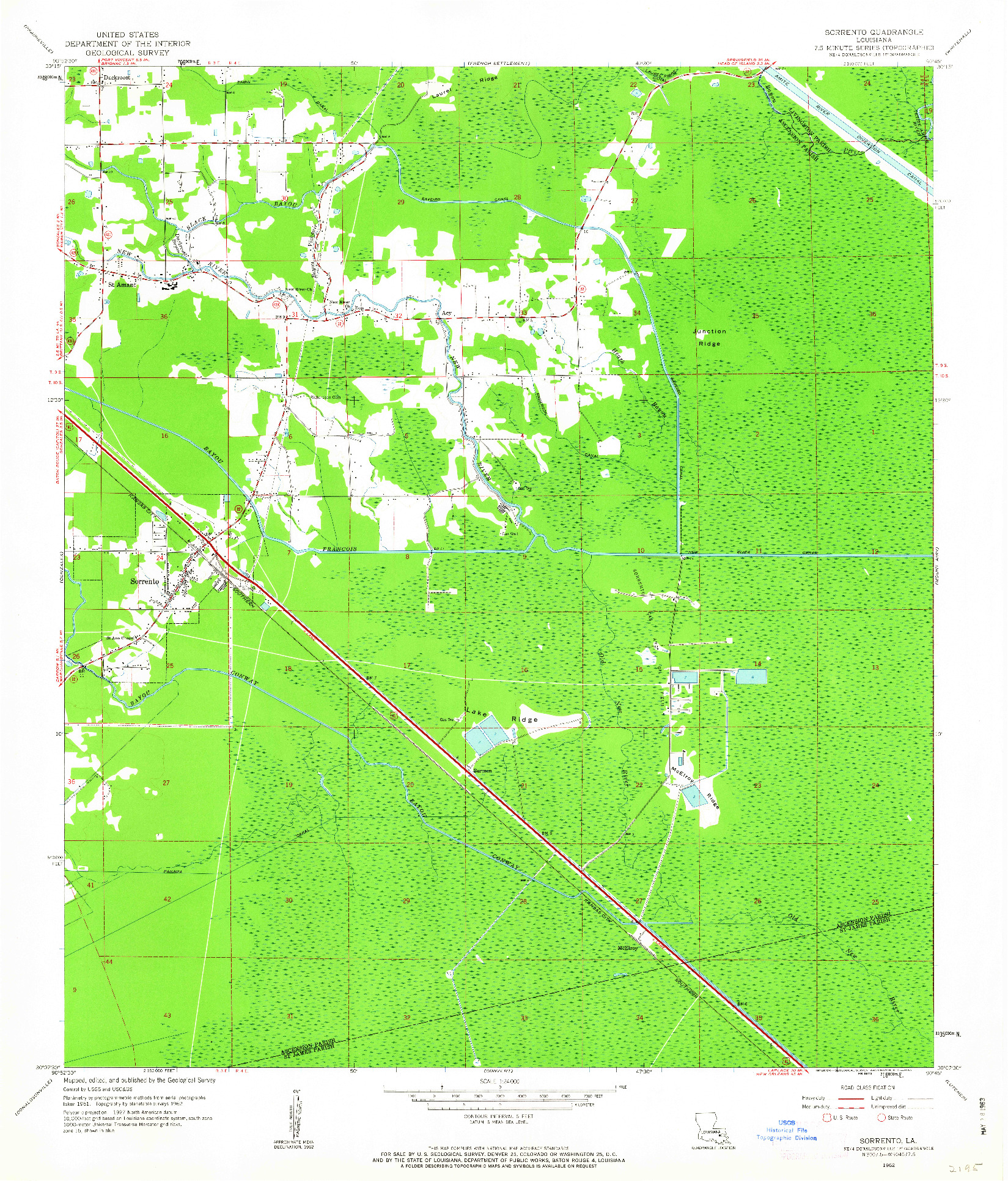USGS 1:24000-SCALE QUADRANGLE FOR SORRENTO, LA 1962