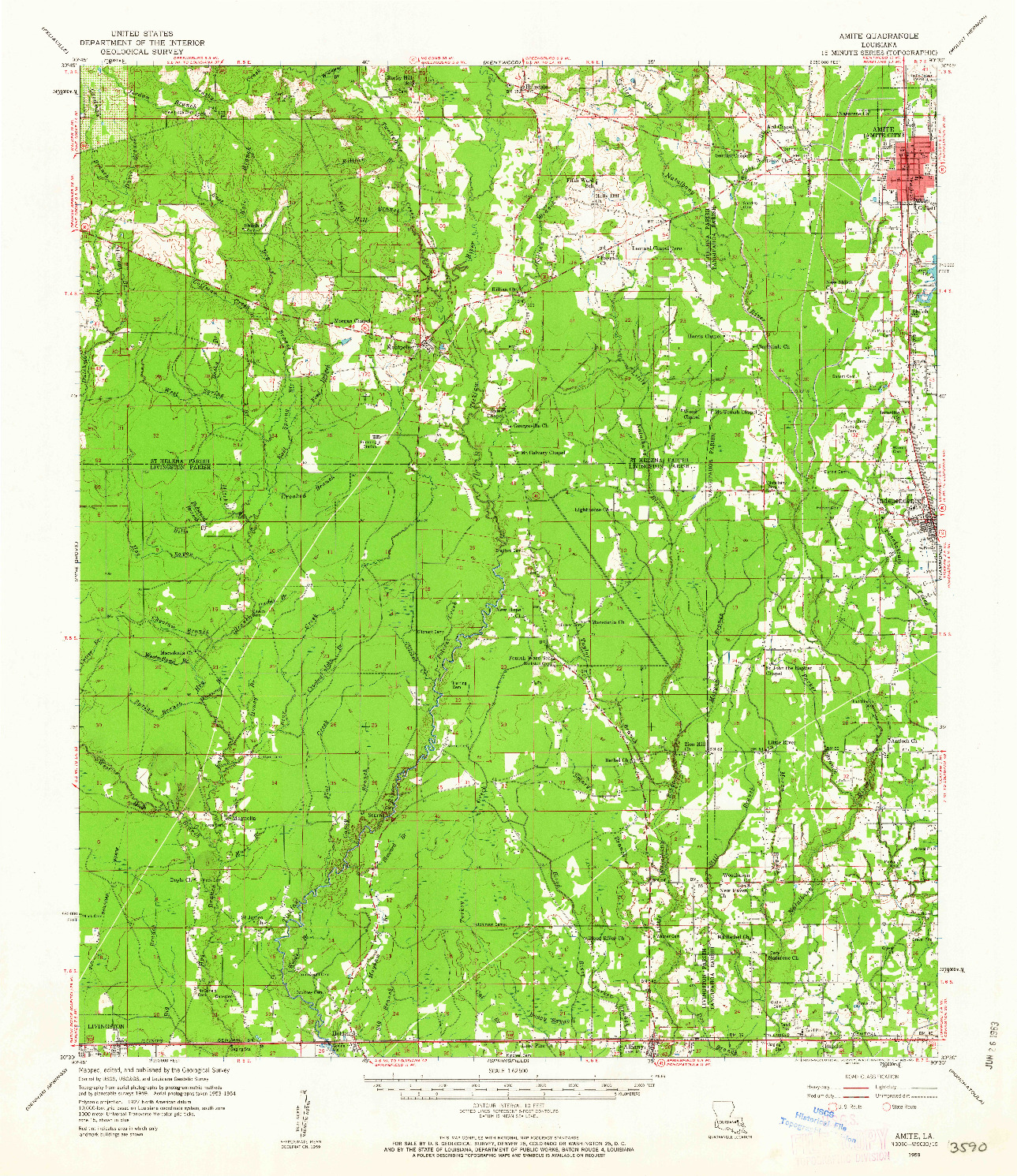 USGS 1:62500-SCALE QUADRANGLE FOR AMITE, LA 1959