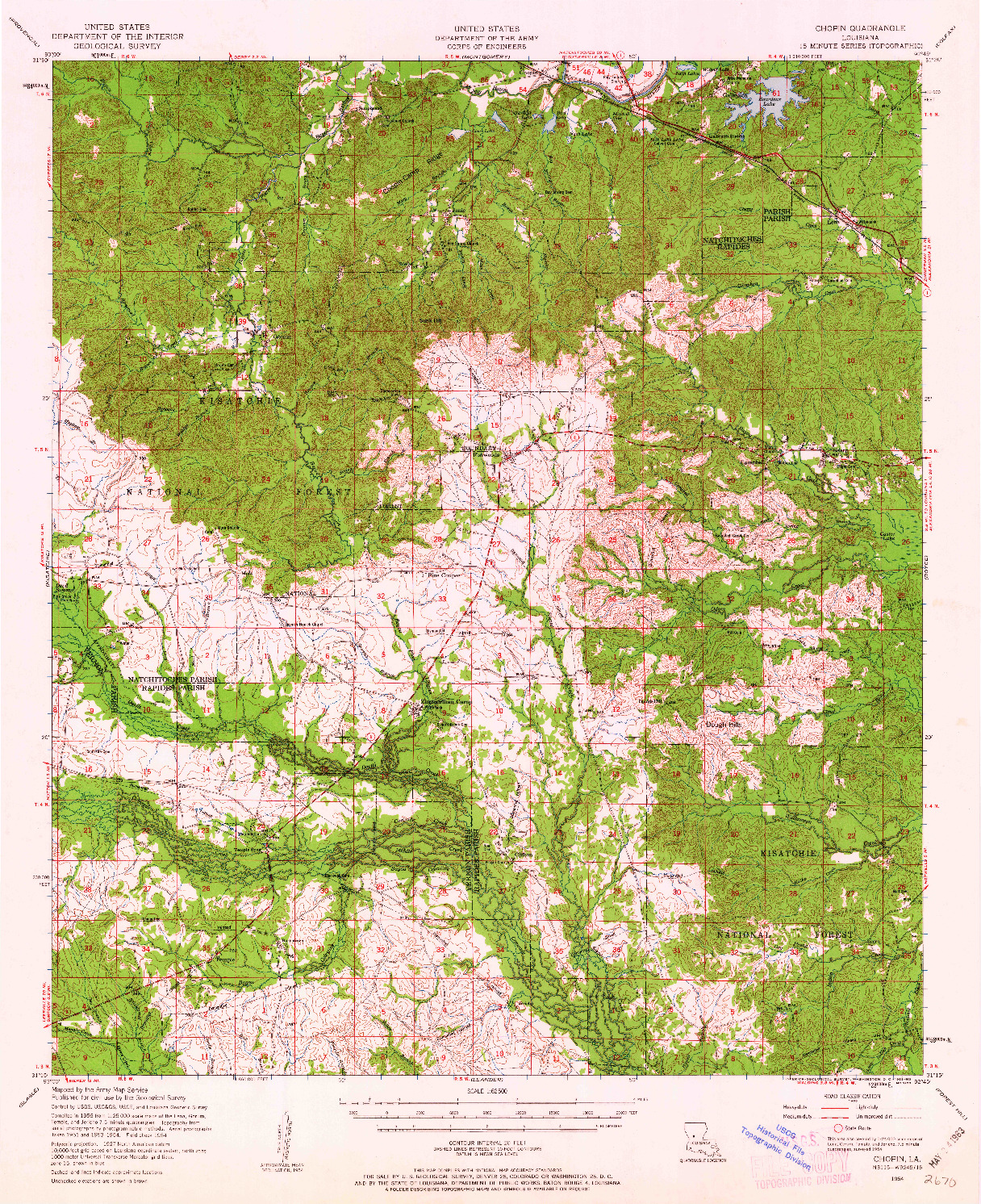 USGS 1:62500-SCALE QUADRANGLE FOR CHOPIN, LA 1954