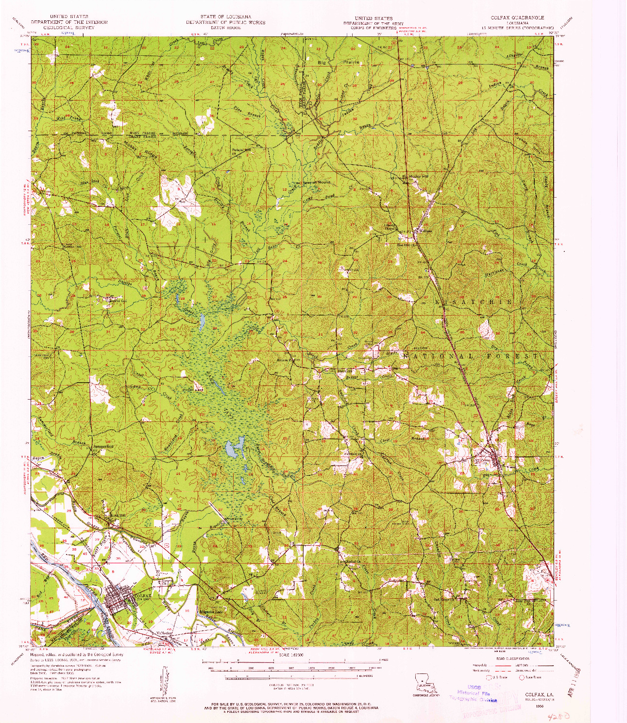 USGS 1:62500-SCALE QUADRANGLE FOR COLFAX, LA 1956