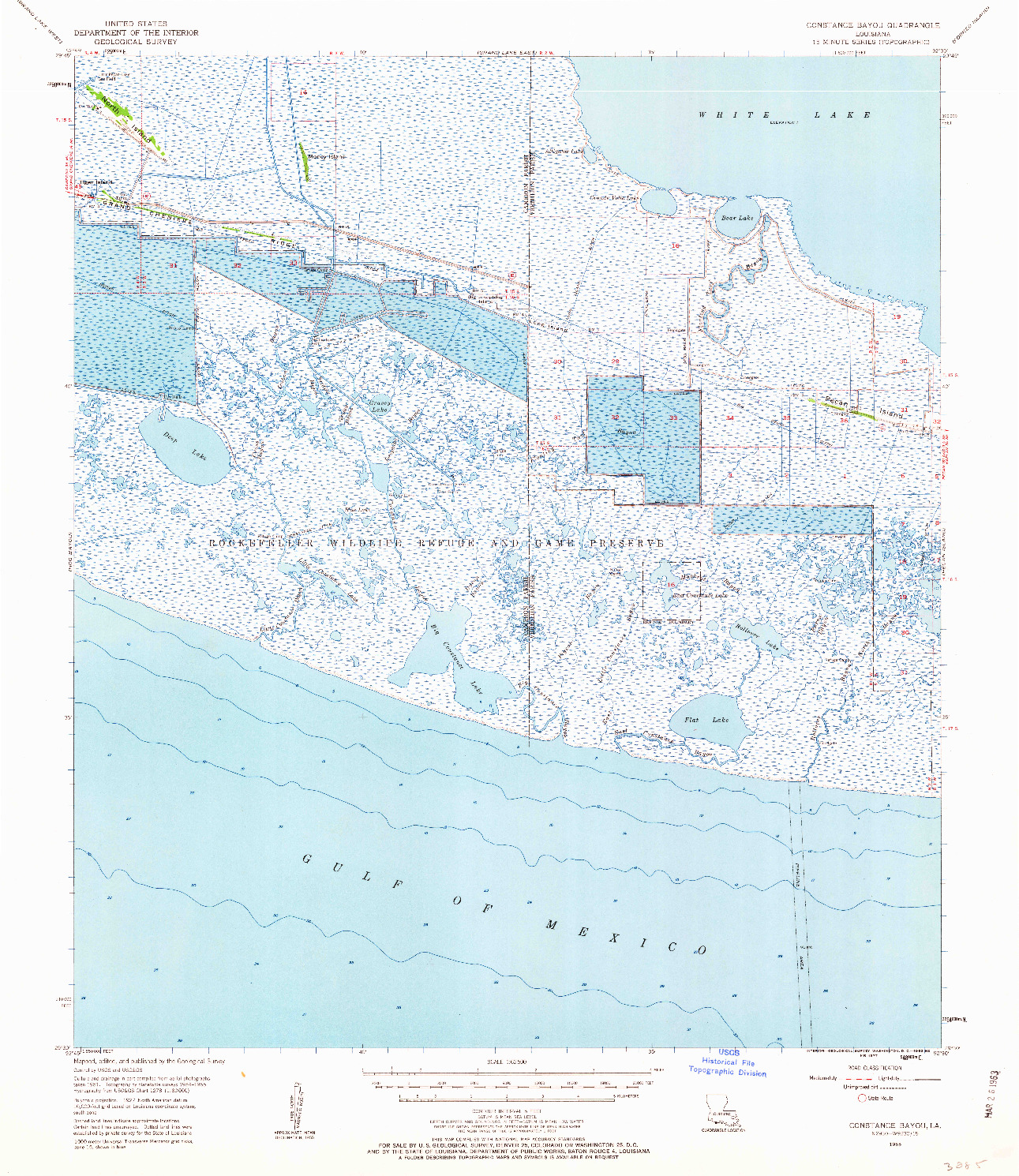 USGS 1:62500-SCALE QUADRANGLE FOR CONSTANCE BAYOU, LA 1955