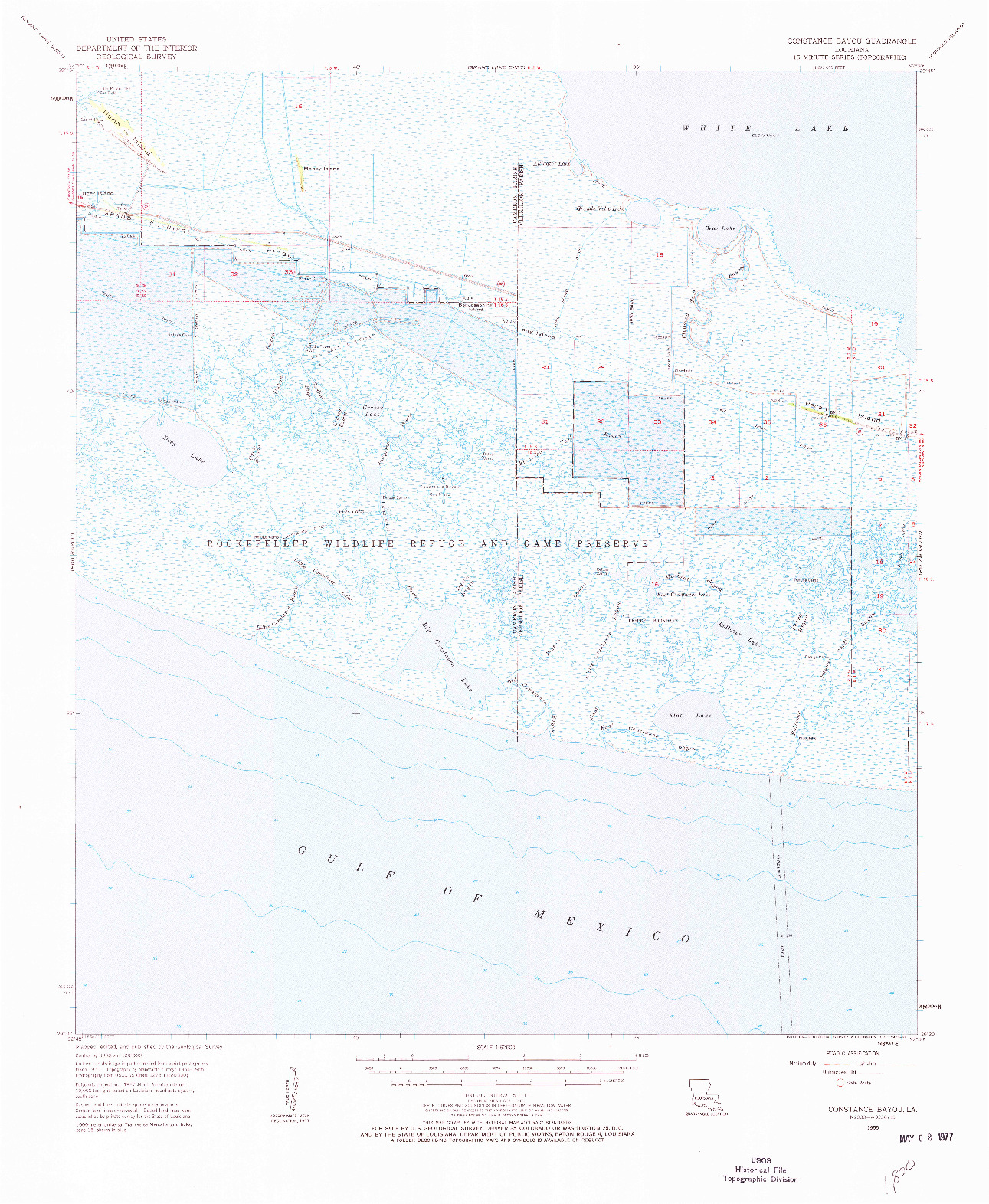 USGS 1:62500-SCALE QUADRANGLE FOR CONSTANCE BAYOU, LA 1955