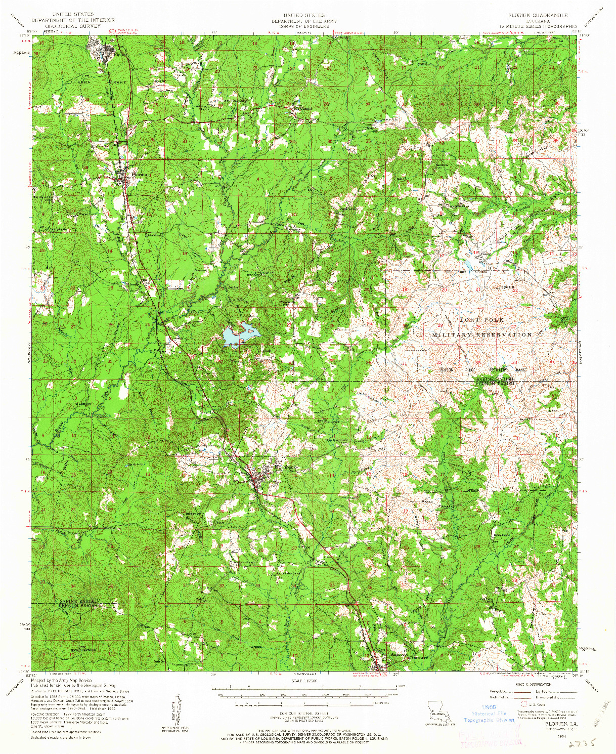 USGS 1:62500-SCALE QUADRANGLE FOR FLORIEN, LA 1954