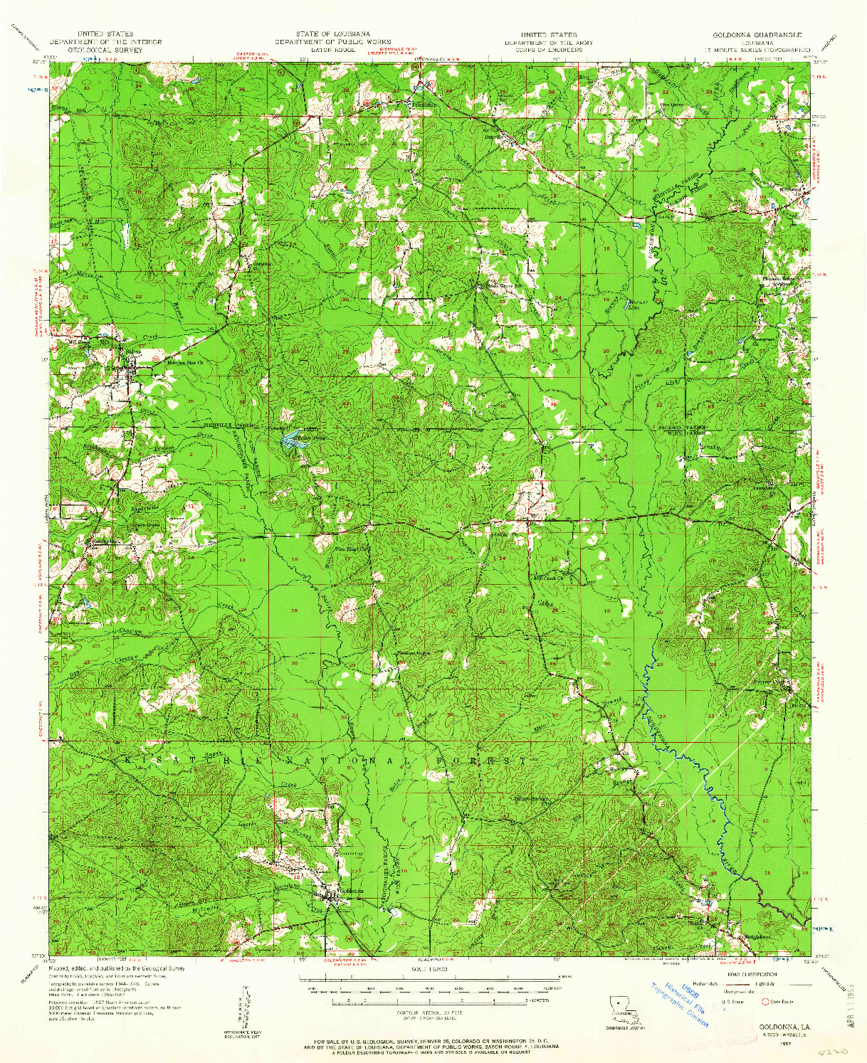 USGS 1:62500-SCALE QUADRANGLE FOR GOLDONNA, LA 1957