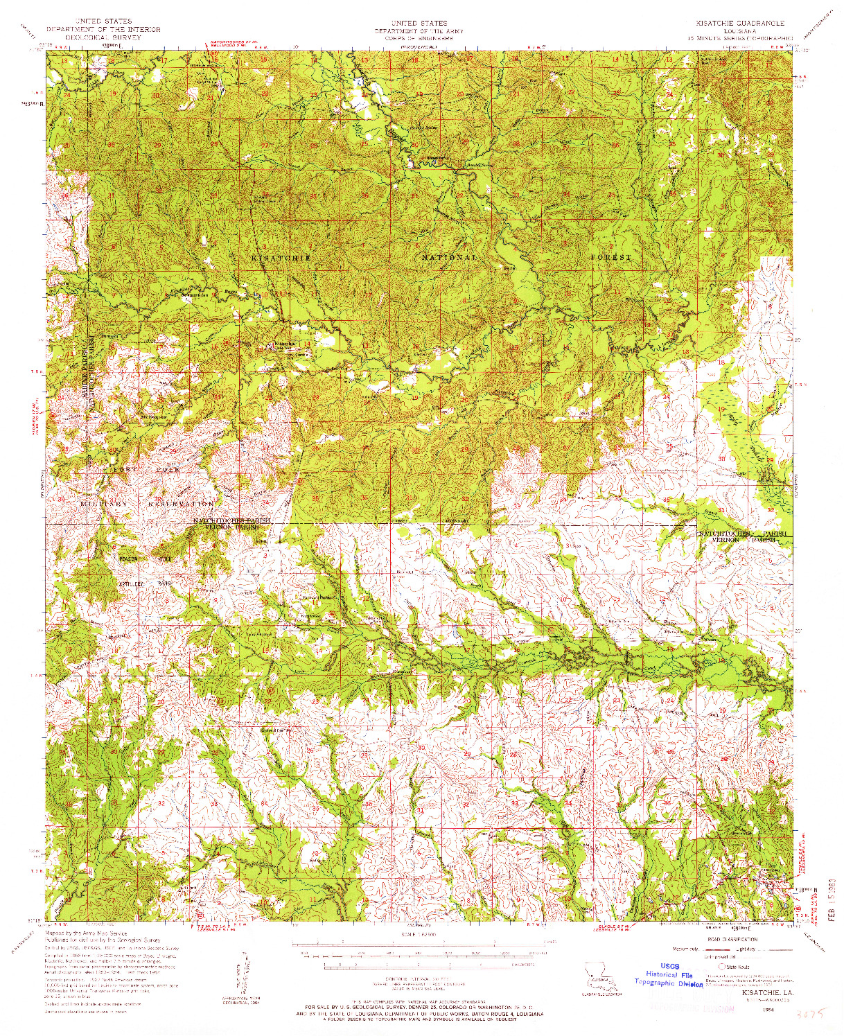 USGS 1:62500-SCALE QUADRANGLE FOR KISATCHIE, LA 1954