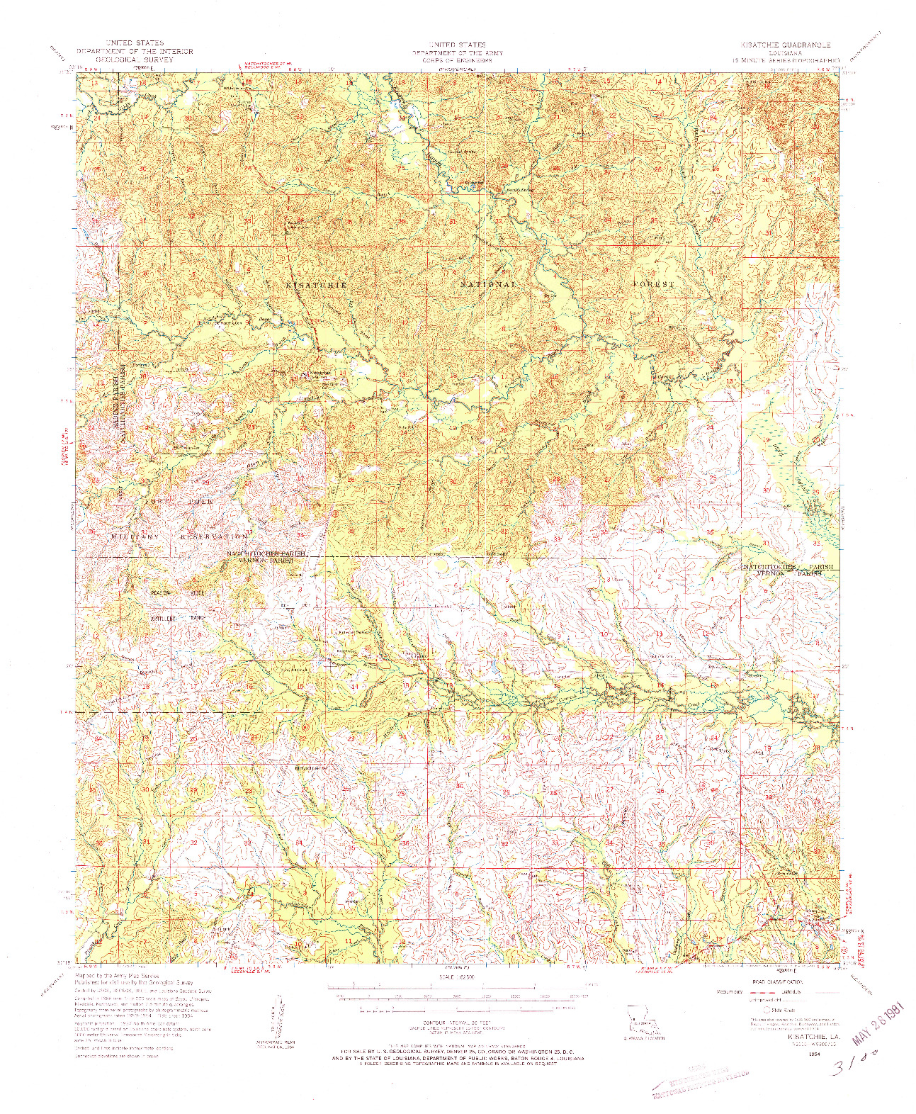 USGS 1:62500-SCALE QUADRANGLE FOR KISATCHIE, LA 1954