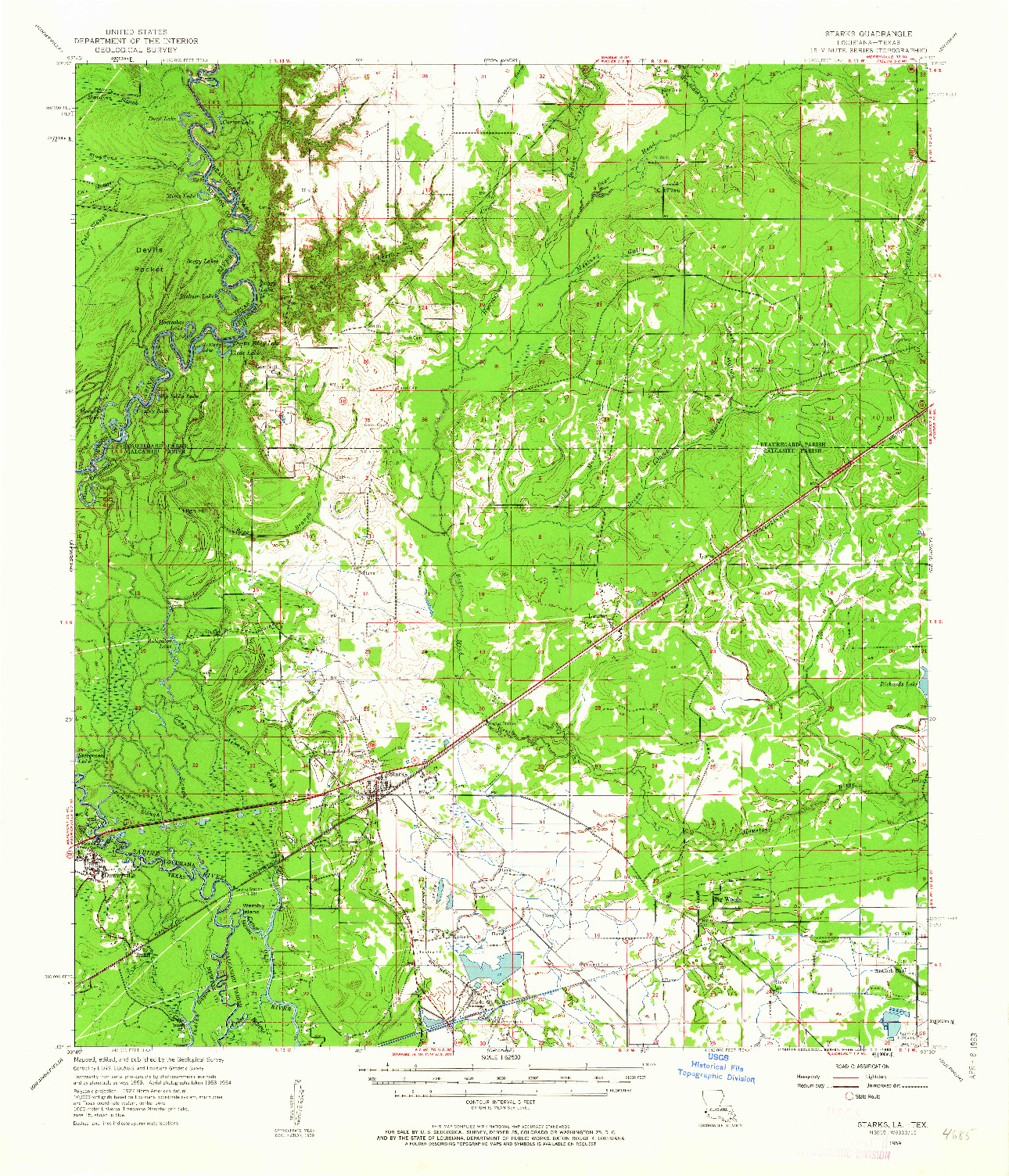 USGS 1:62500-SCALE QUADRANGLE FOR STARKS, LA 1959