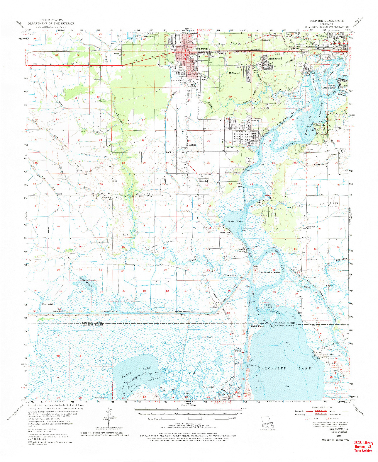USGS 1:62500-SCALE QUADRANGLE FOR SULPHUR, LA 1955