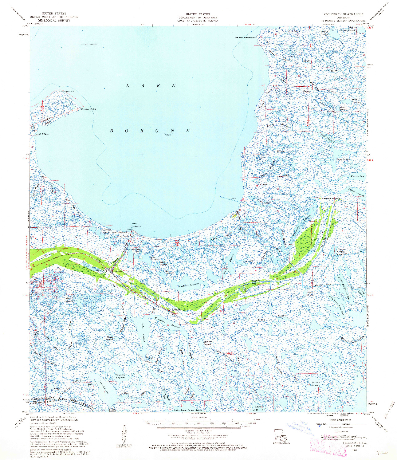 USGS 1:62500-SCALE QUADRANGLE FOR YSCLOSKEY, LA 1957