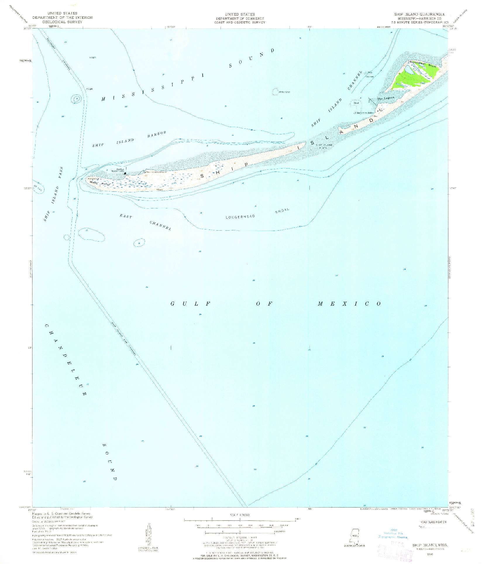 USGS 1:24000-SCALE QUADRANGLE FOR SHIP ISLAND, MS 1950