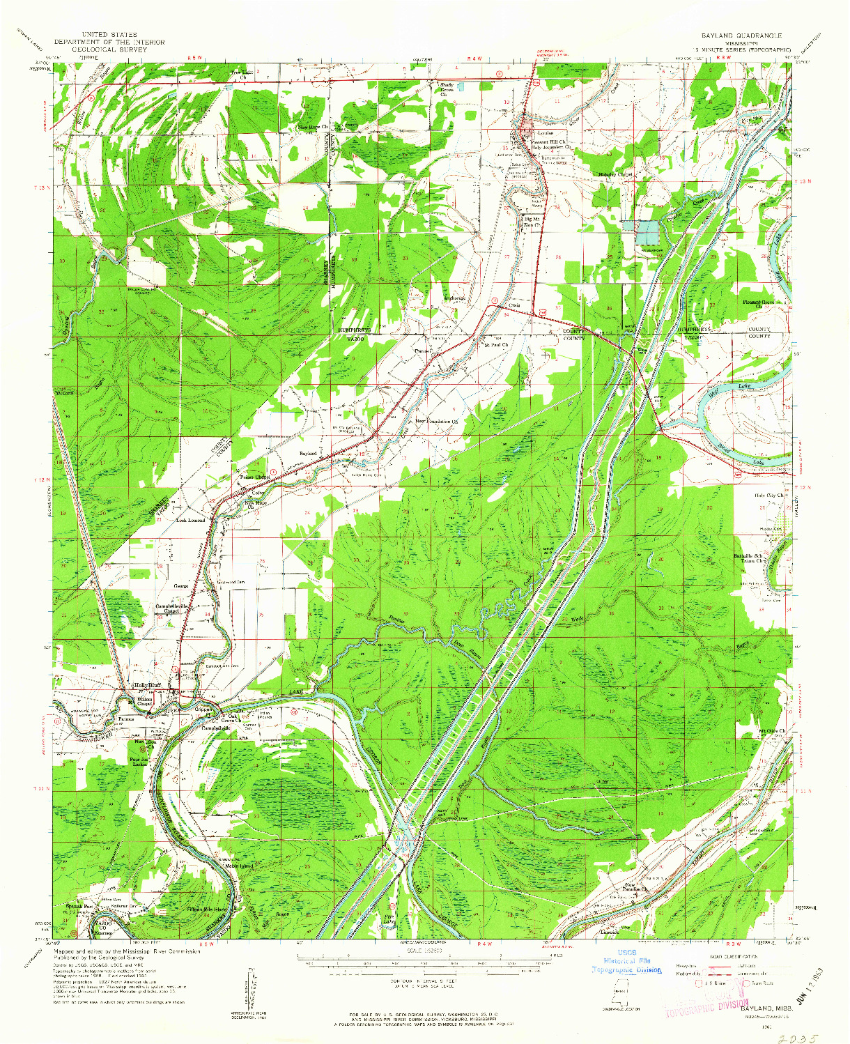USGS 1:62500-SCALE QUADRANGLE FOR BAYLAND, MS 1961