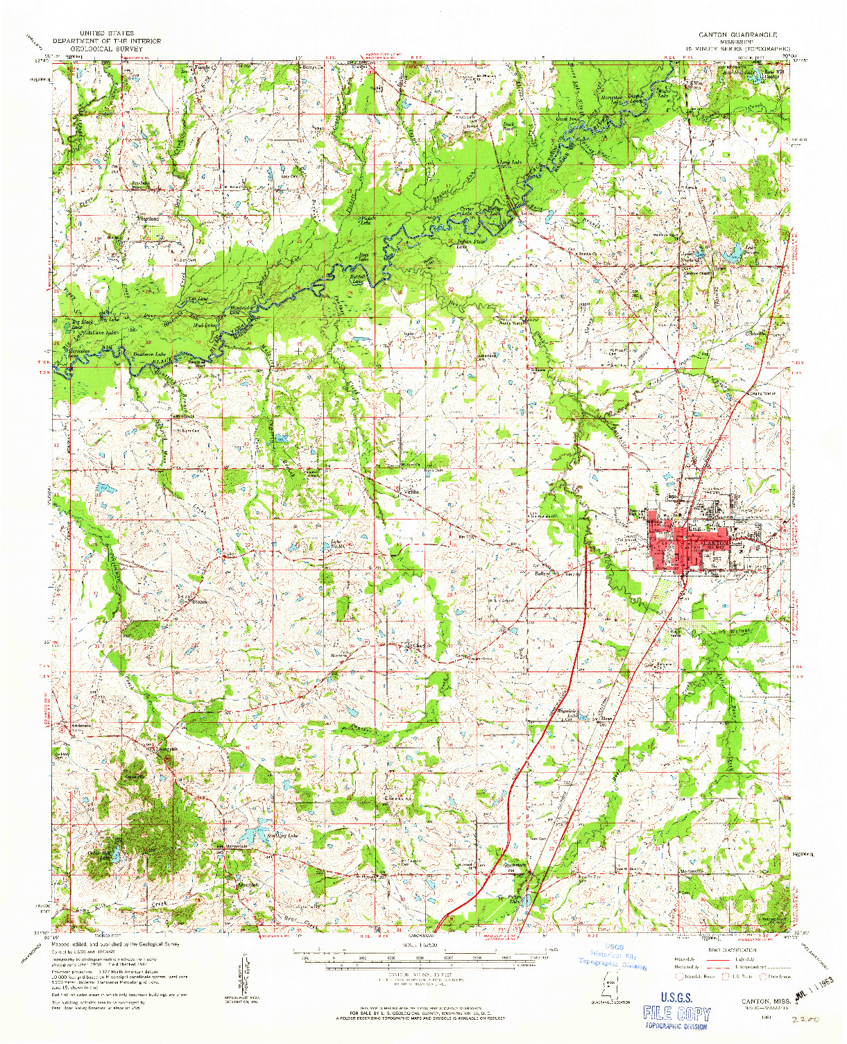 USGS 1:62500-SCALE QUADRANGLE FOR CANTON, MS 1961