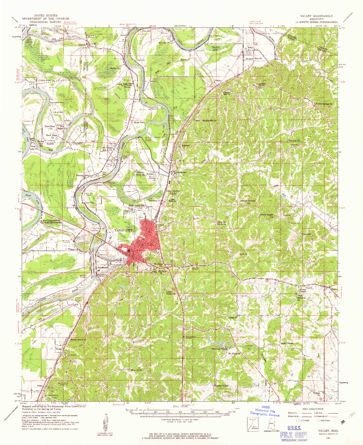USGS 1:62500-SCALE QUADRANGLE FOR VALLEY, MS 1961