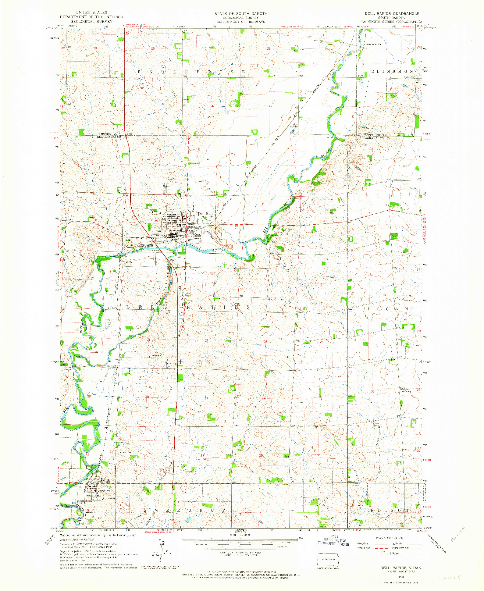 USGS 1:24000-SCALE QUADRANGLE FOR DELL RAPIDS, SD 1962