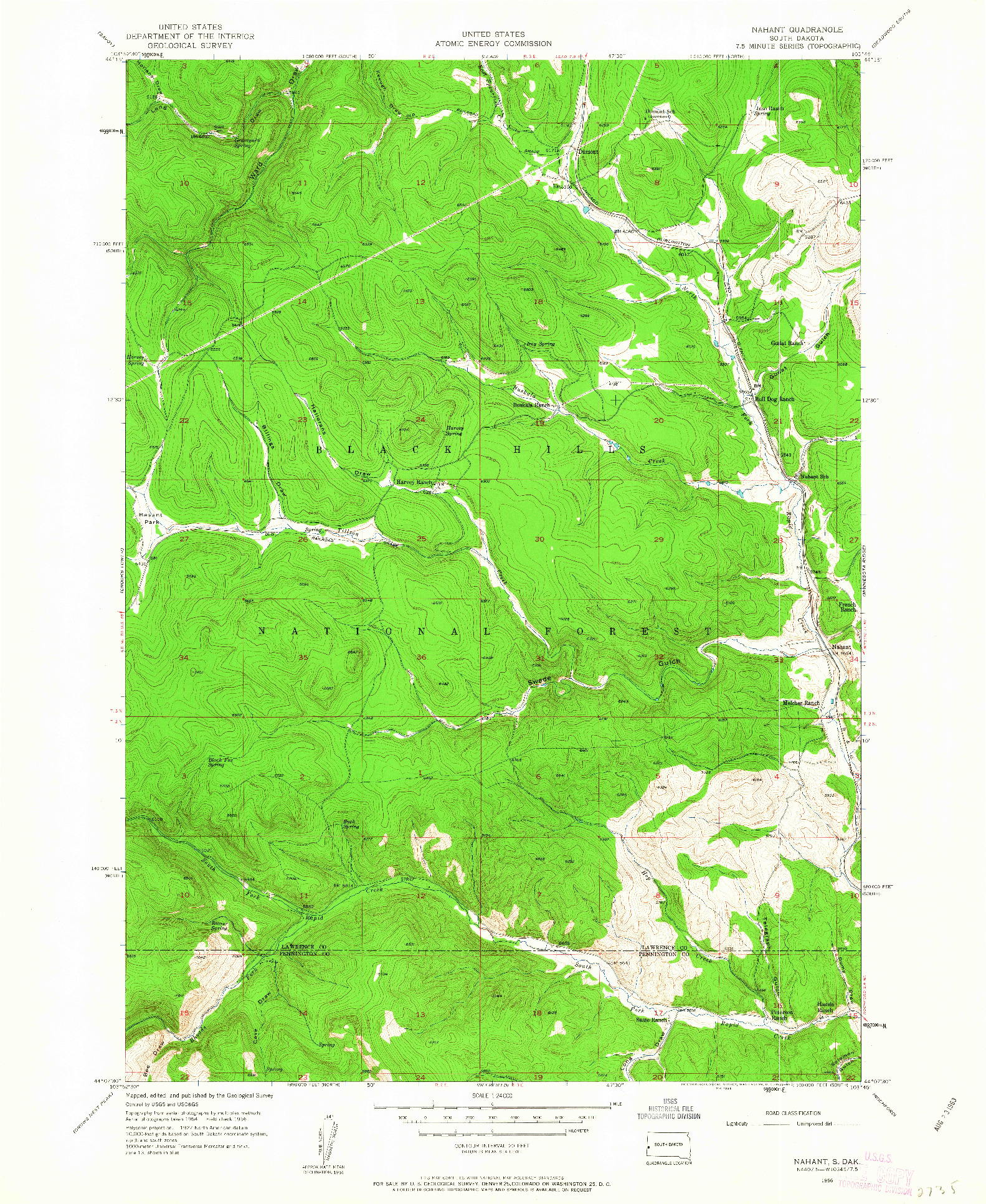 USGS 1:24000-SCALE QUADRANGLE FOR NAHANT, SD 1956