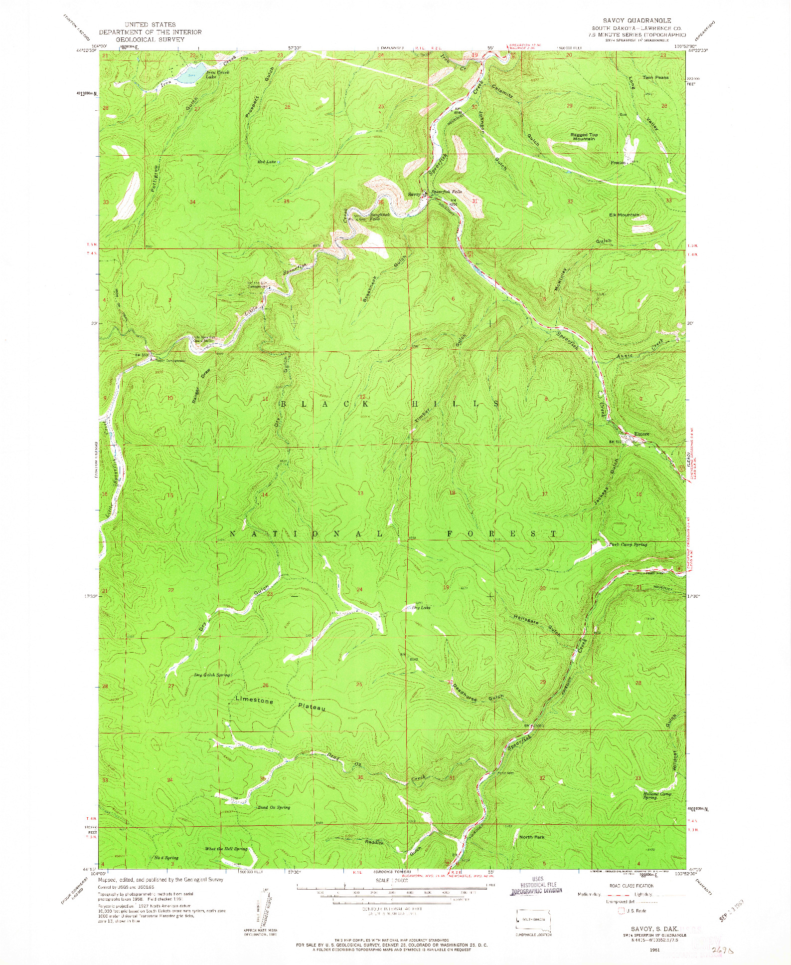 USGS 1:24000-SCALE QUADRANGLE FOR SAVOY, SD 1961