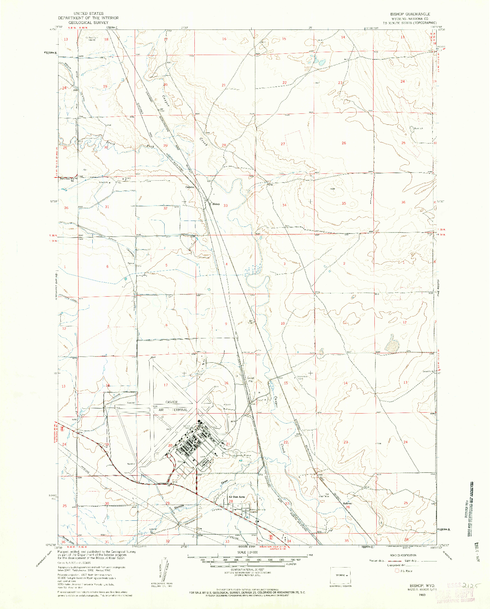 USGS 1:24000-SCALE QUADRANGLE FOR BISHOP, WY 1960
