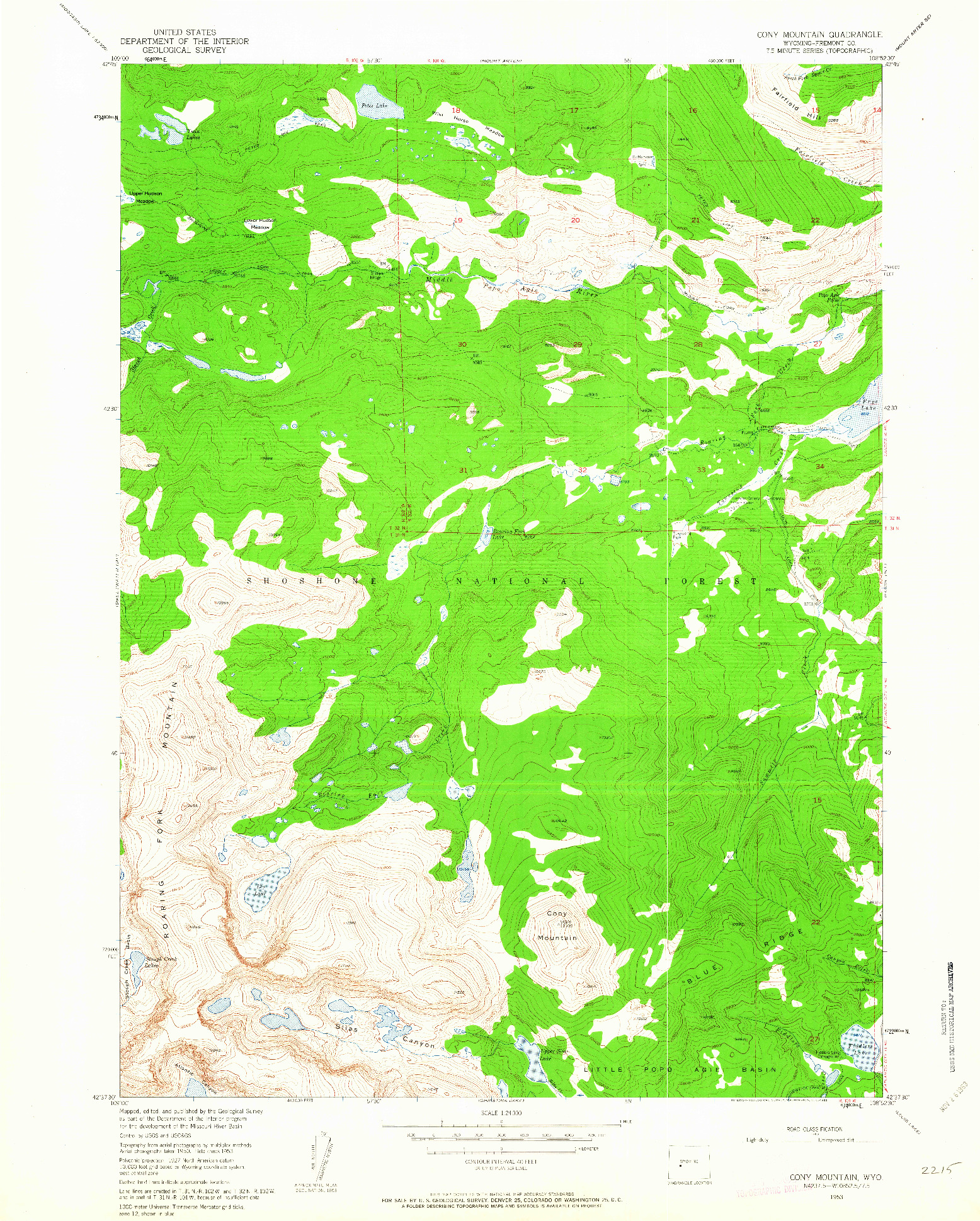 USGS 1:24000-SCALE QUADRANGLE FOR CONY MOUNTAIN, WY 1953